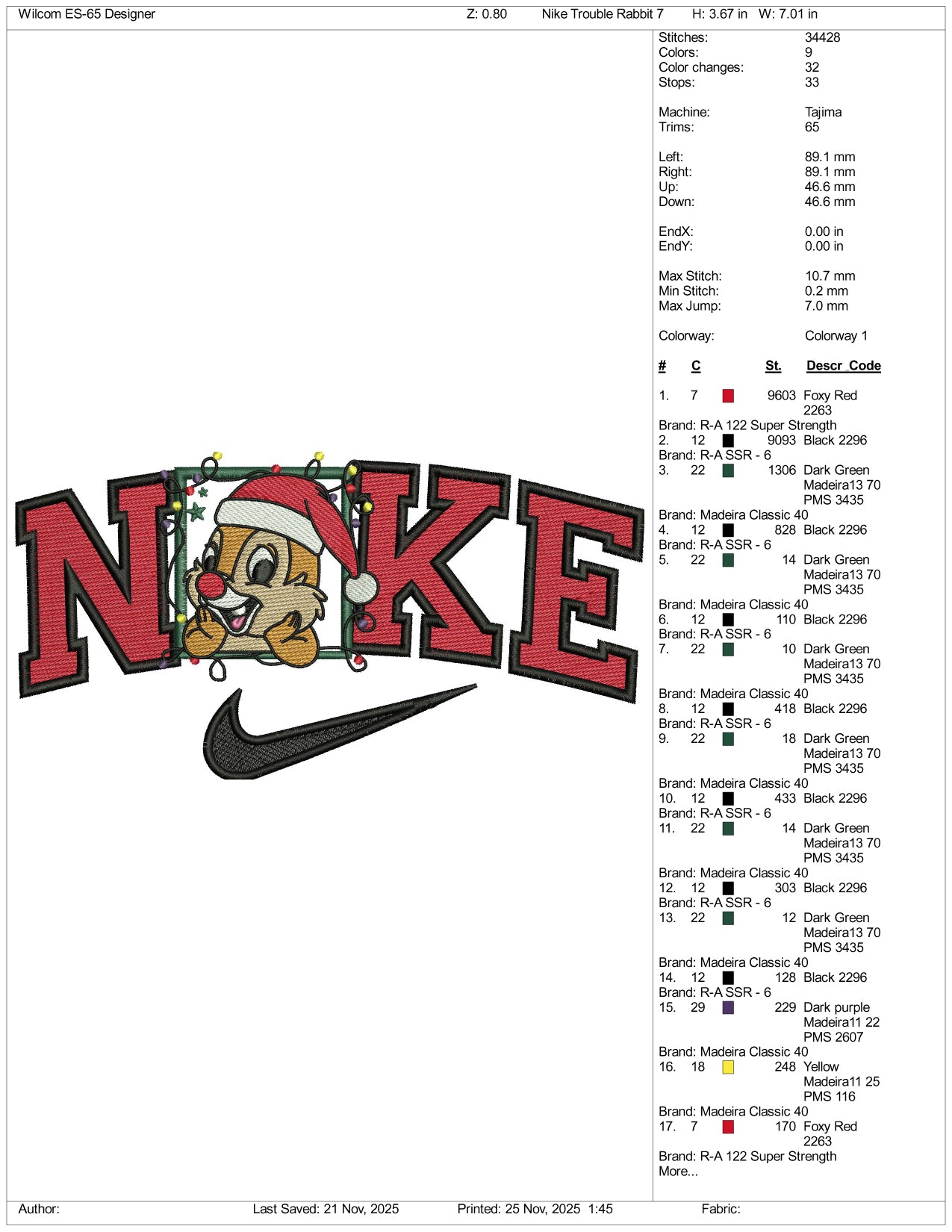 Nike Dale v4 Embroidery Design Files - 3 Size's
