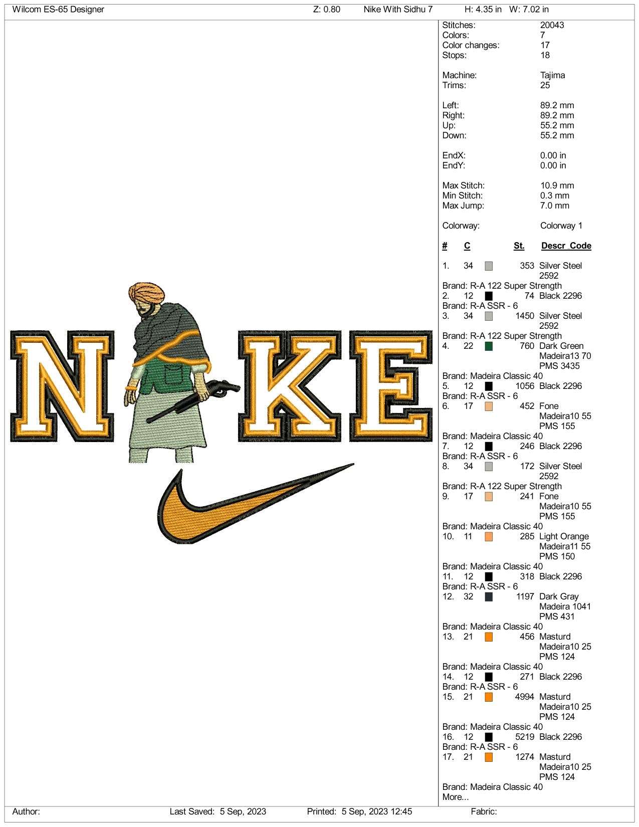 Nike Sidhu Moose Wala Embroidery Design Files - 3 Size's