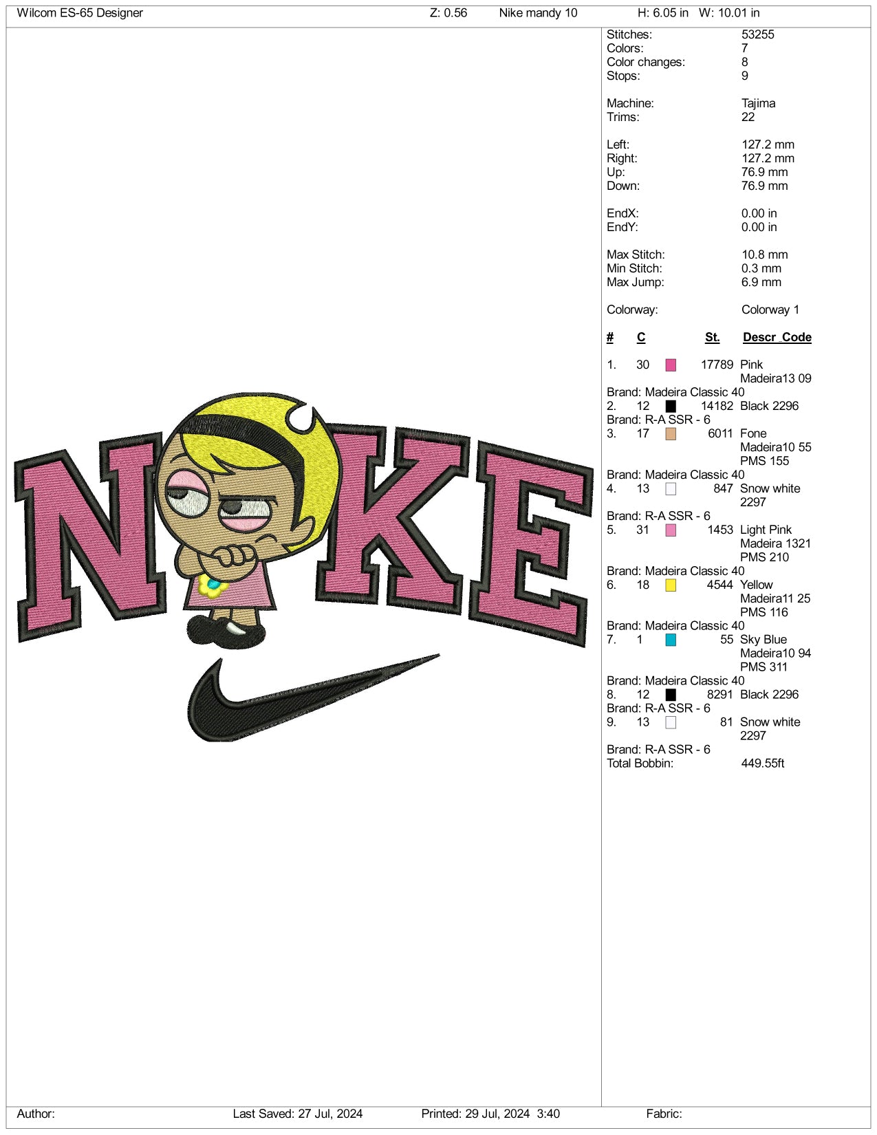 Nike Mnady Embroidery Design Files - 3 Size's