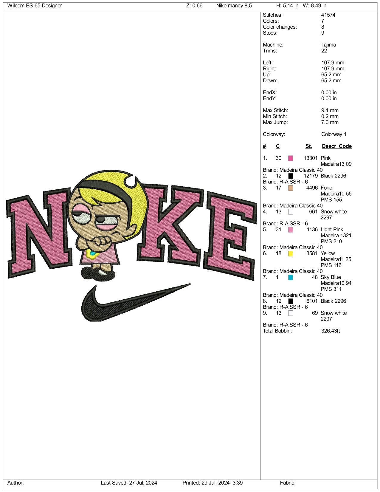 Nike Mnady Embroidery Design Files - 3 Size's