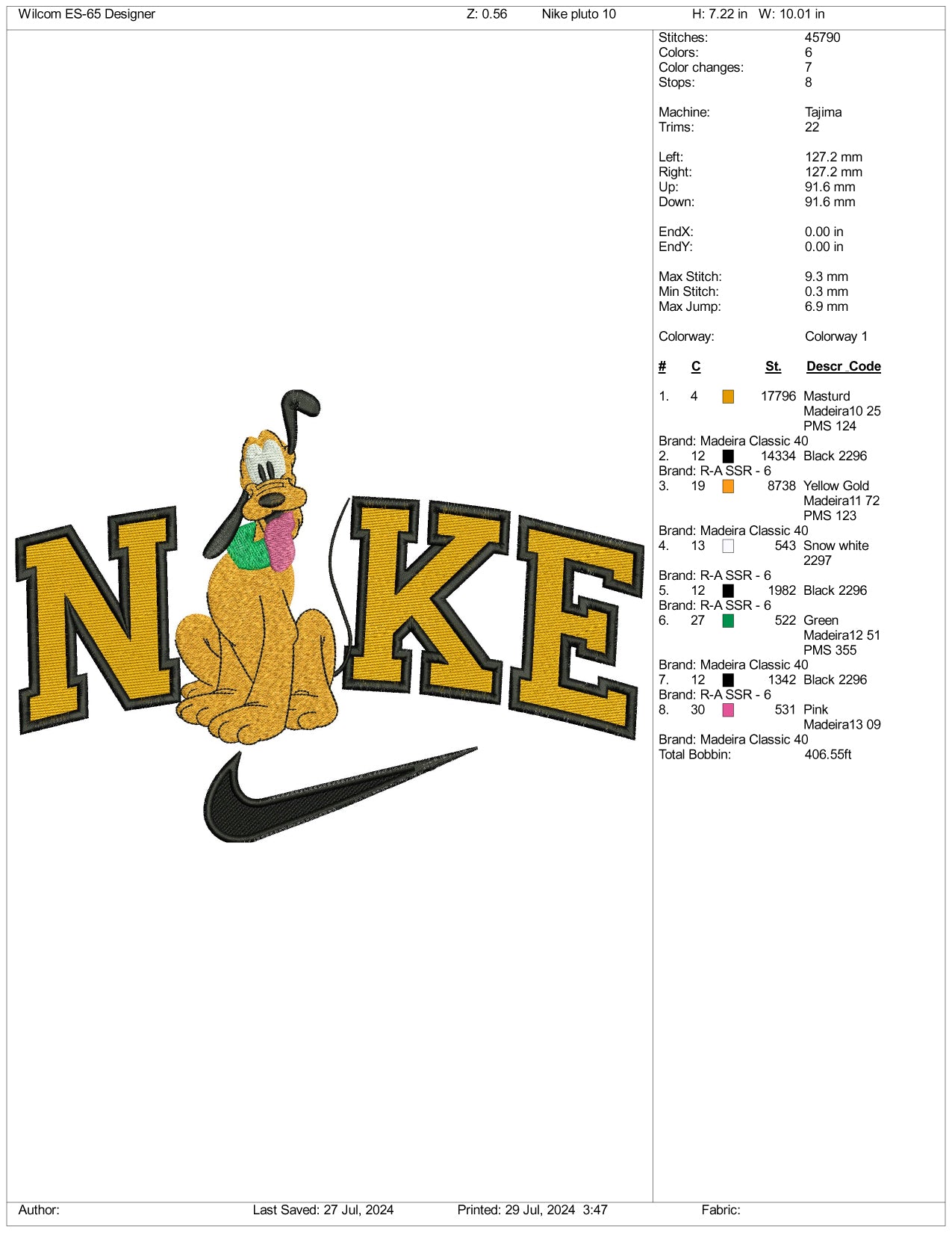 Nike Pluto v1 Embroidery Design Files - 3 Size's