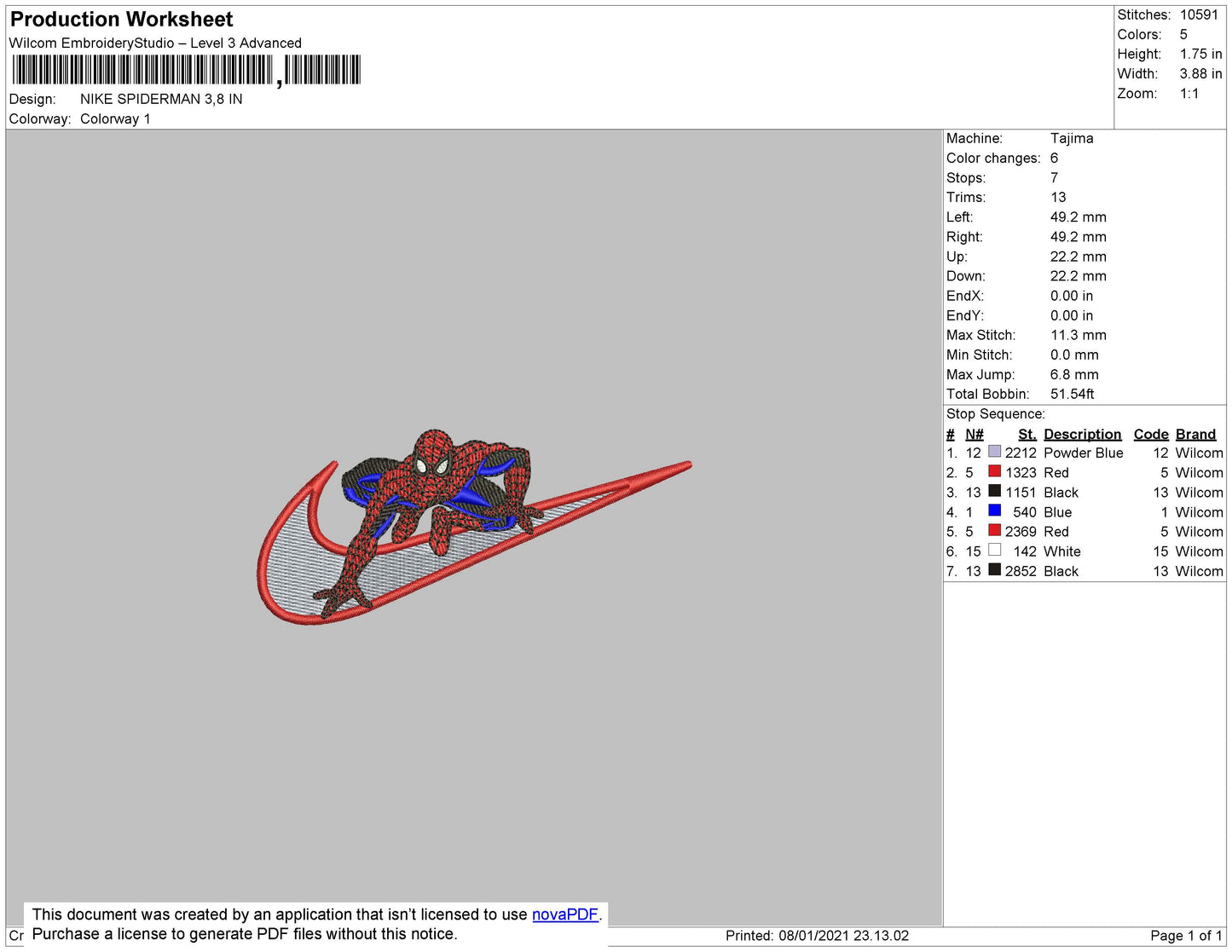 Spiderman Swoosh v5 Embroidery Design Files - 4 Size's