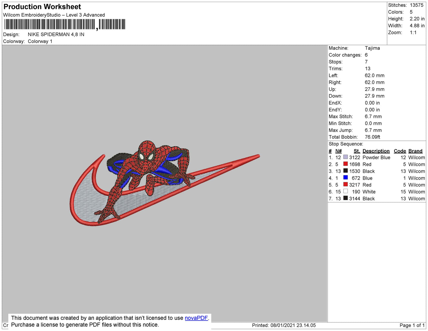 Spiderman Swoosh v5 Embroidery Design Files - 4 Size's