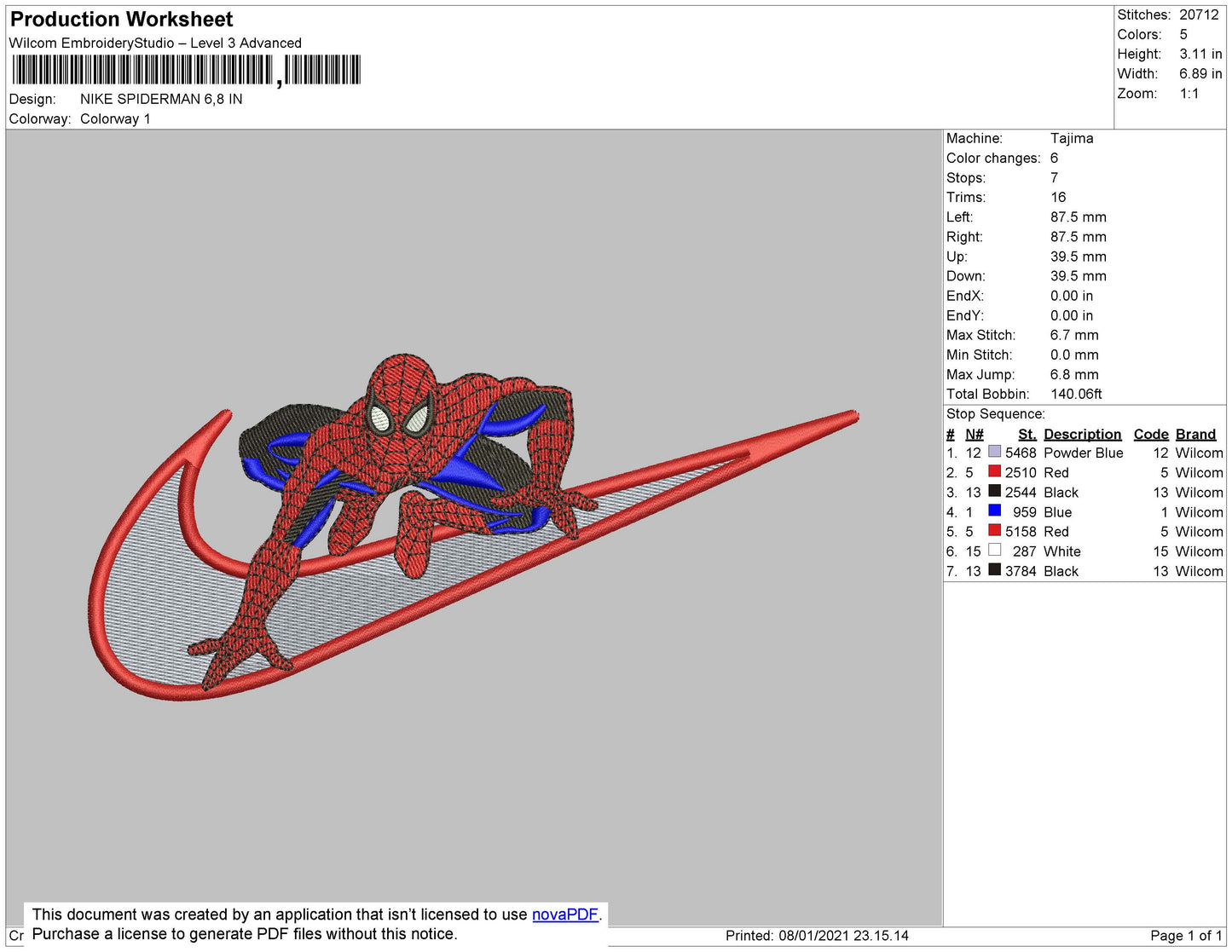 Spiderman Swoosh v5 Embroidery Design Files - 4 Size's