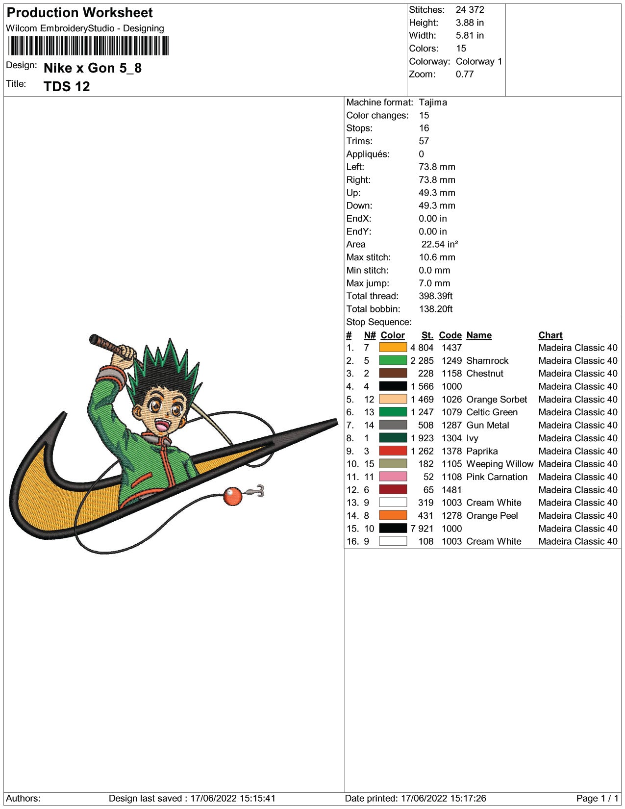 Gon Freecss Swoosh v5 Embroidery Design Files - 3 Size's