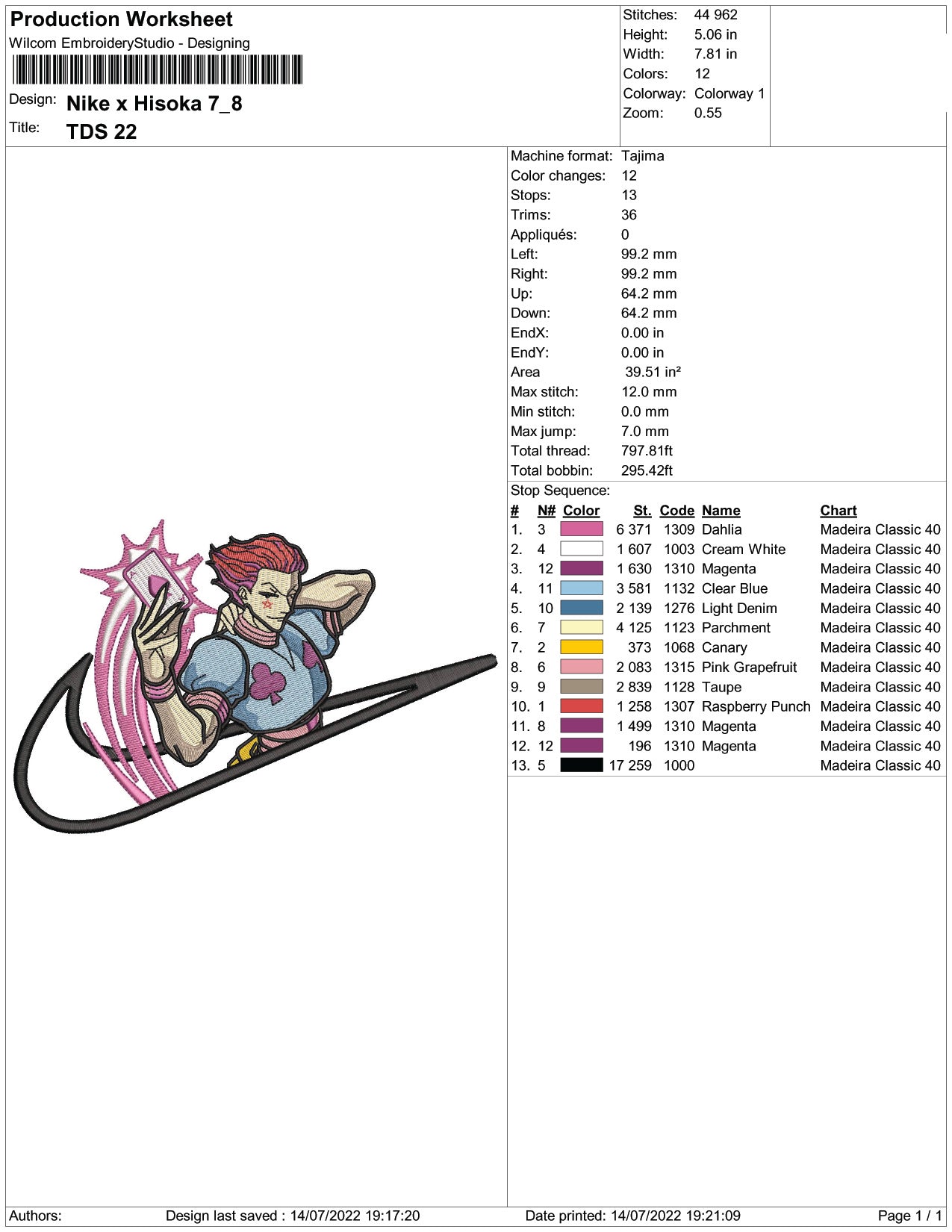 Hisoka Swoosh v2 Embroidery Design Files - 5 Size's