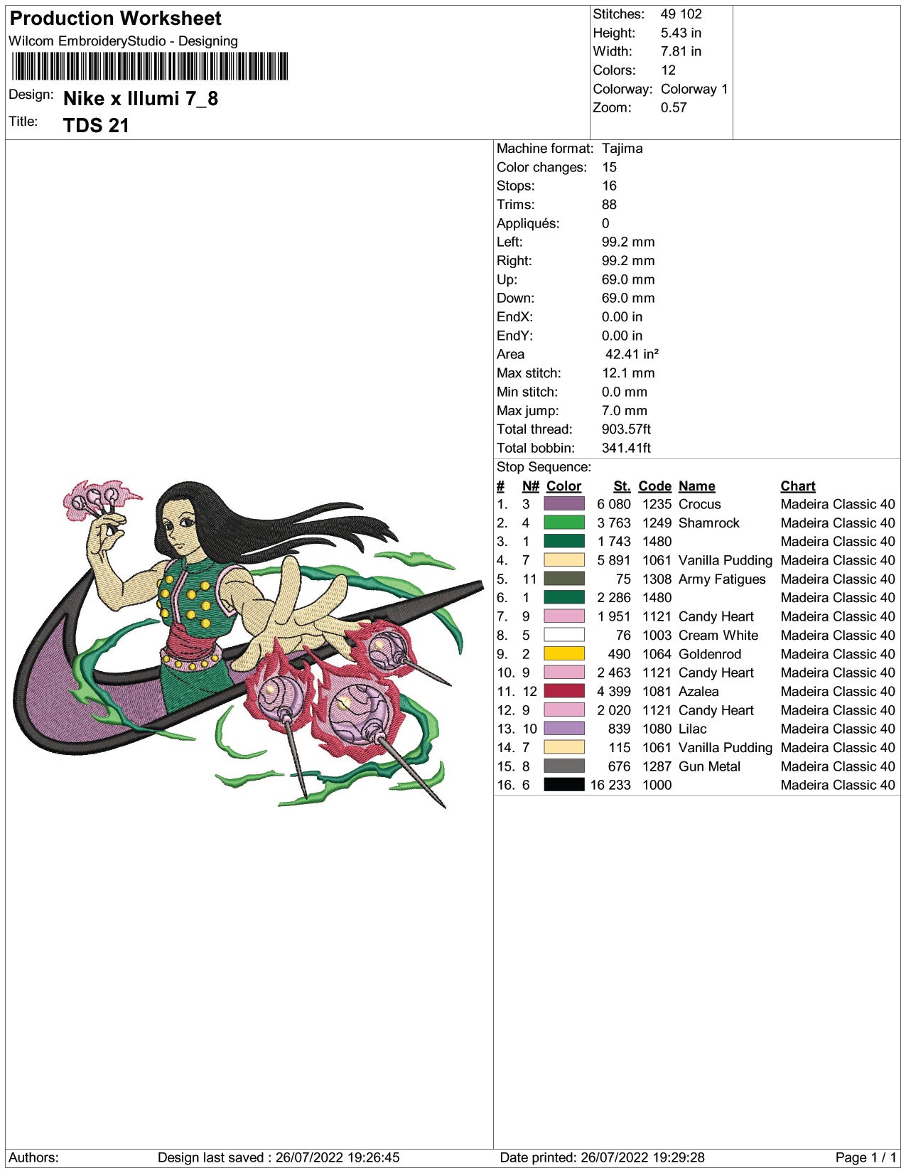 Illumi Zoldyck Swoosh Embroidery Design Files - 4 Size's