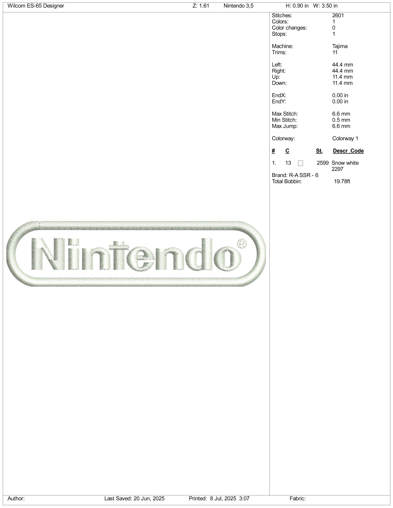 Nintendo Logo Embroidery Design Files - 3 Size's