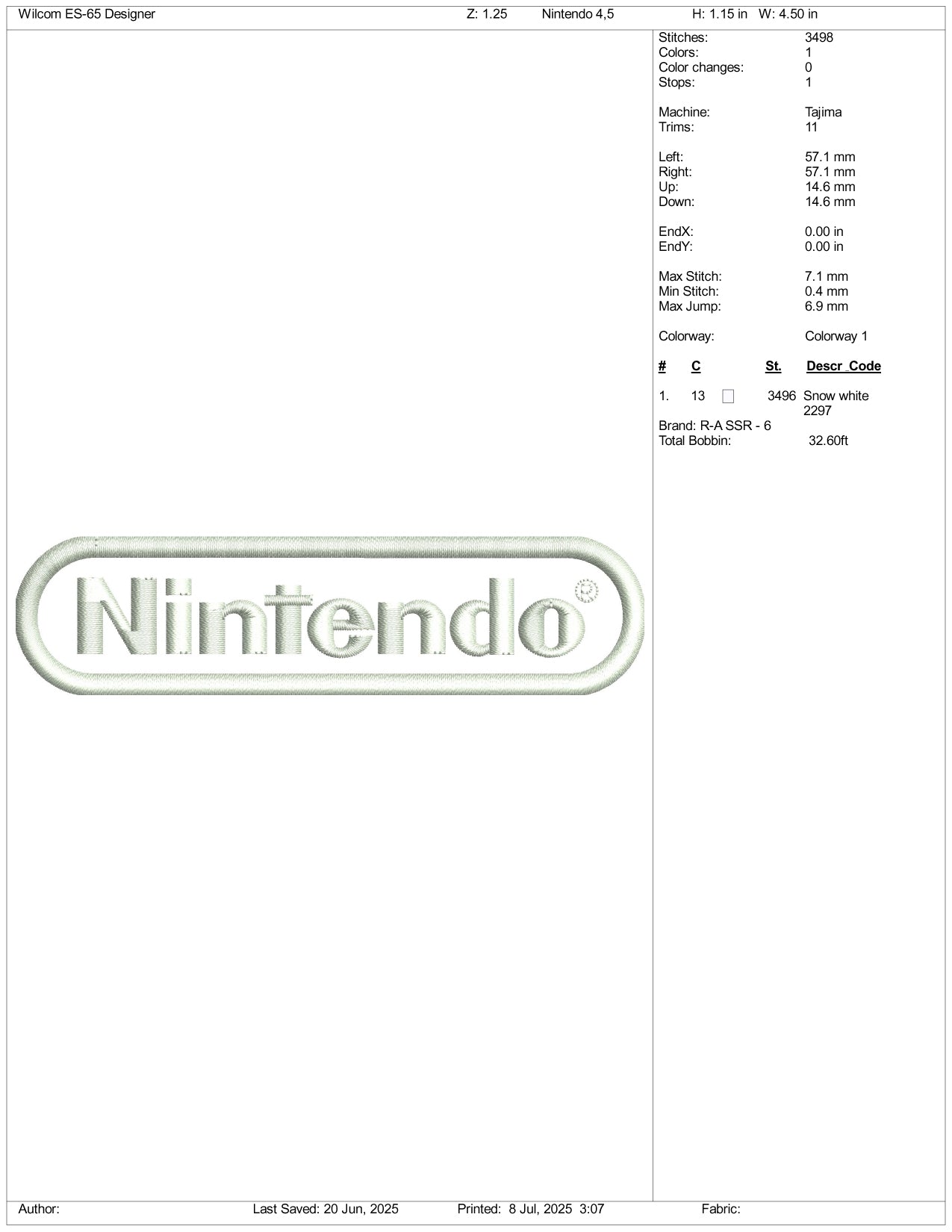 Nintendo Logo Embroidery Design Files - 3 Size's
