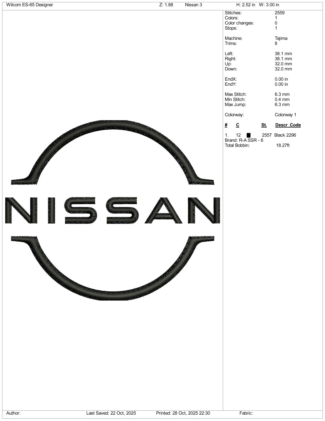 Nissan Logo Embroidery Design Files - 5 Size's