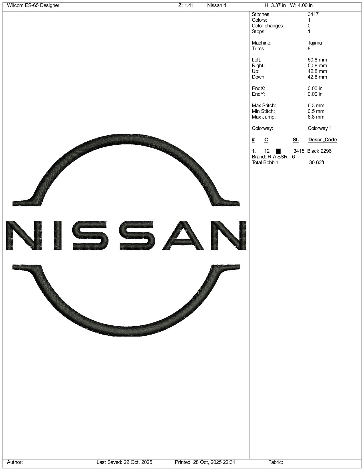 Nissan Logo Embroidery Design Files - 5 Size's