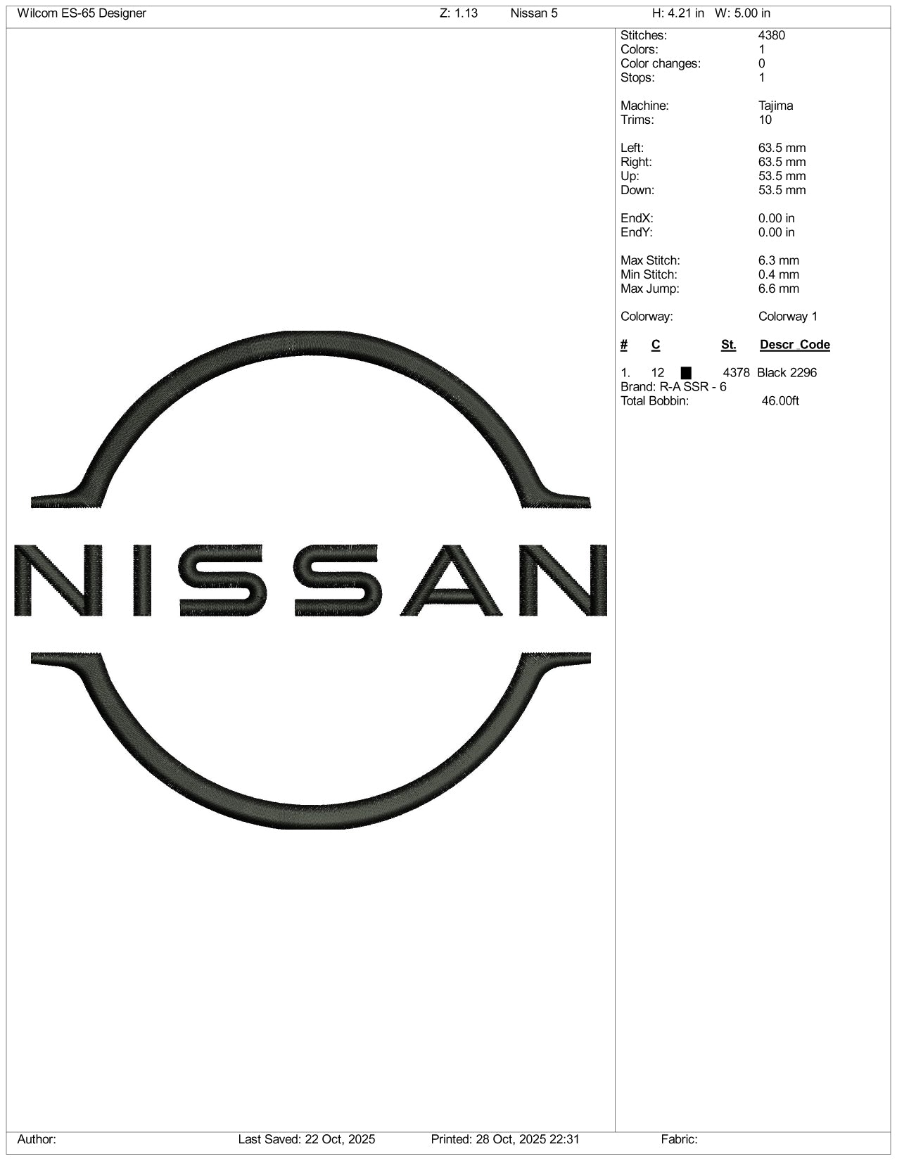 Nissan Logo Embroidery Design Files - 5 Size's