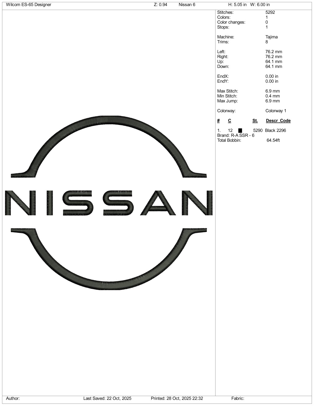 Nissan Logo Embroidery Design Files - 5 Size's