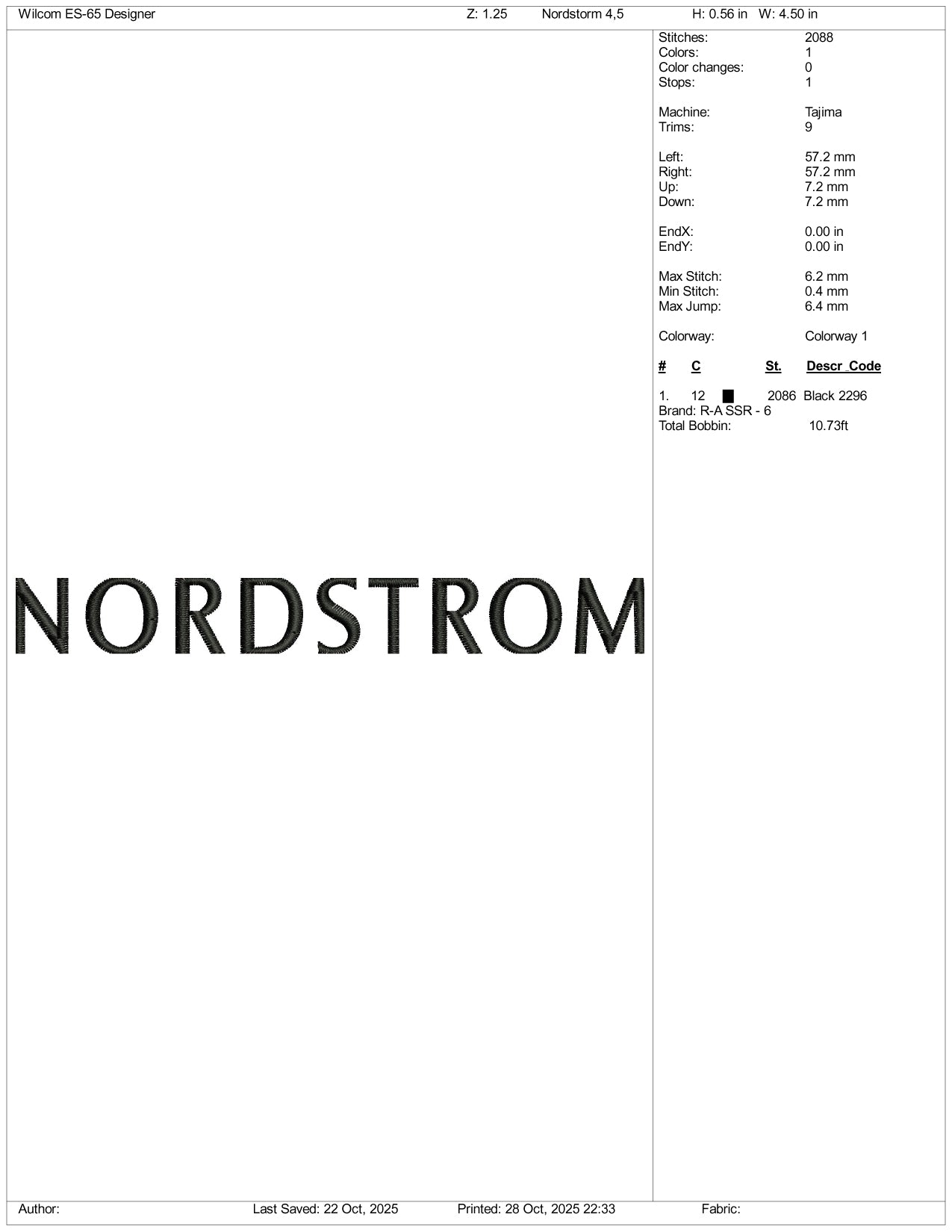 Nordstrom Logo Embroidery Design Files - 5 Size's