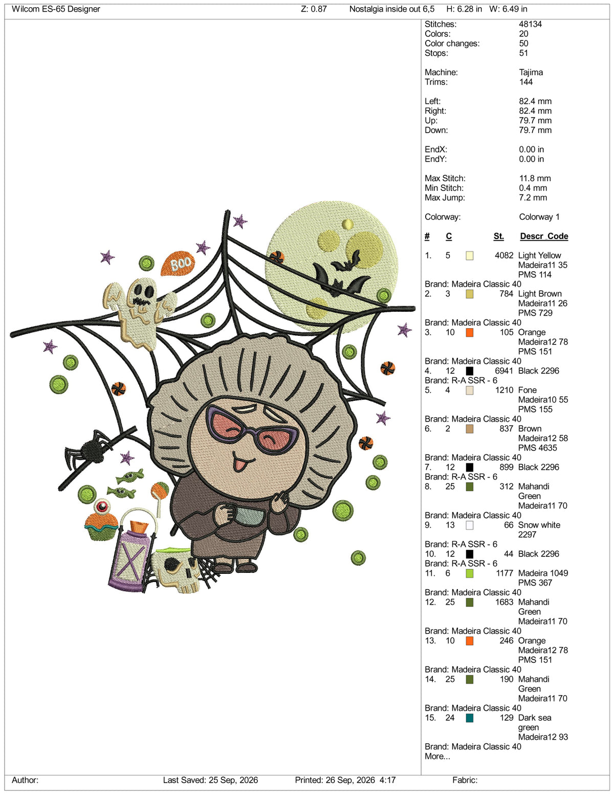 Nostalgia Inside Out Spooky Embroidery Design Files - 3 Size's