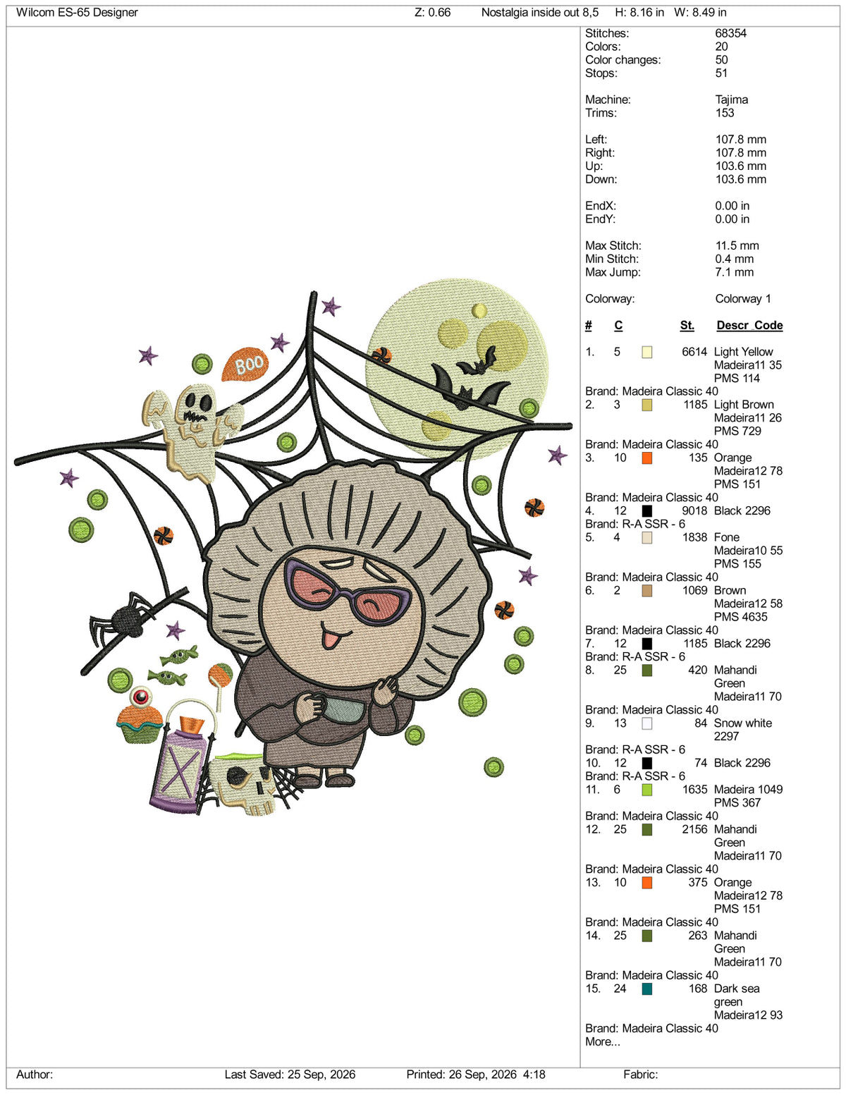 Nostalgia Inside Out Spooky Embroidery Design Files - 3 Size's