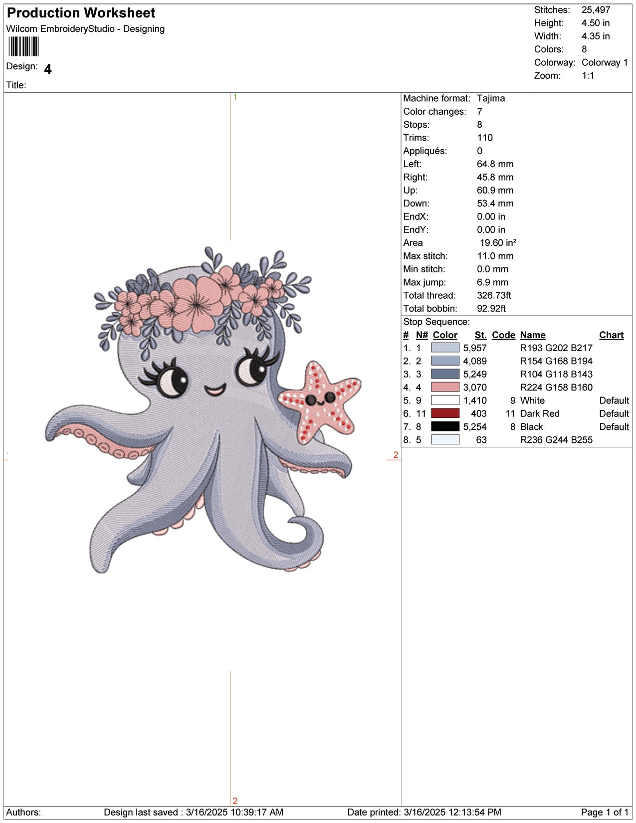 Octopus Floral Crown Embroidery Design Files - 9 Size's