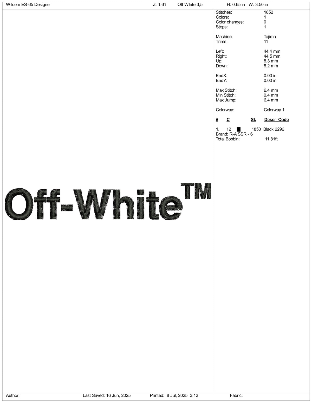 Off White Indesign Off White Logo Embroidery Design Files - 3 Size's – Online Embroidery ...