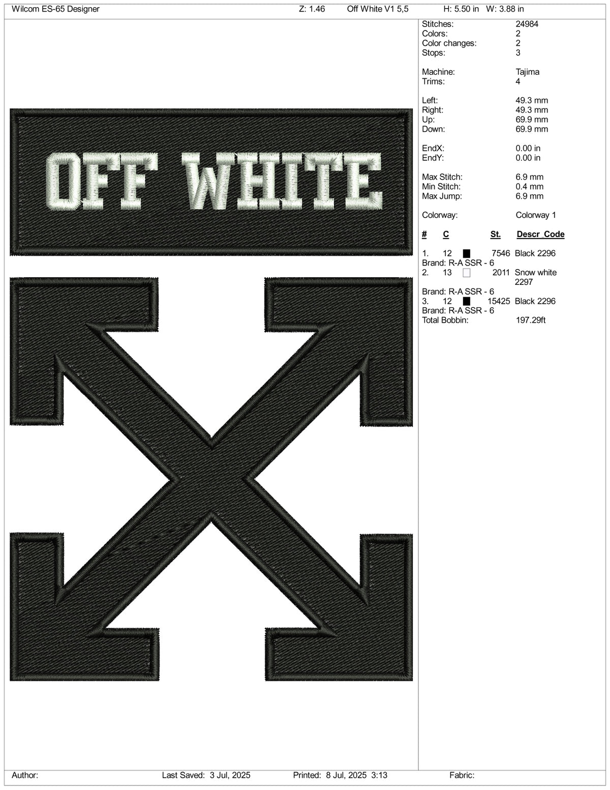Off White Indesign Off White v2 Logo Embroidery Design Files - 3 Size's – Online ...