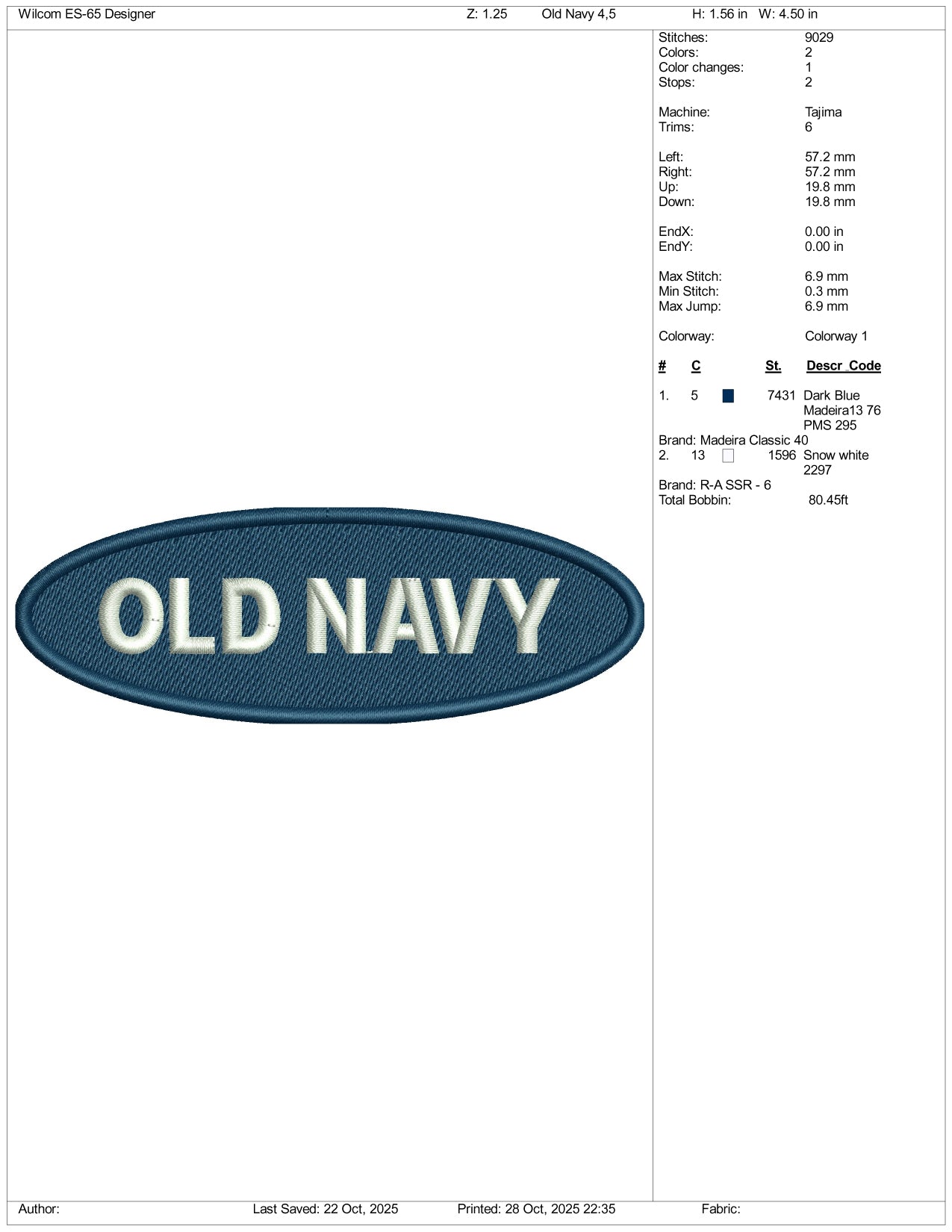Old Navy Logo Embroidery Design Files - 4 Size's
