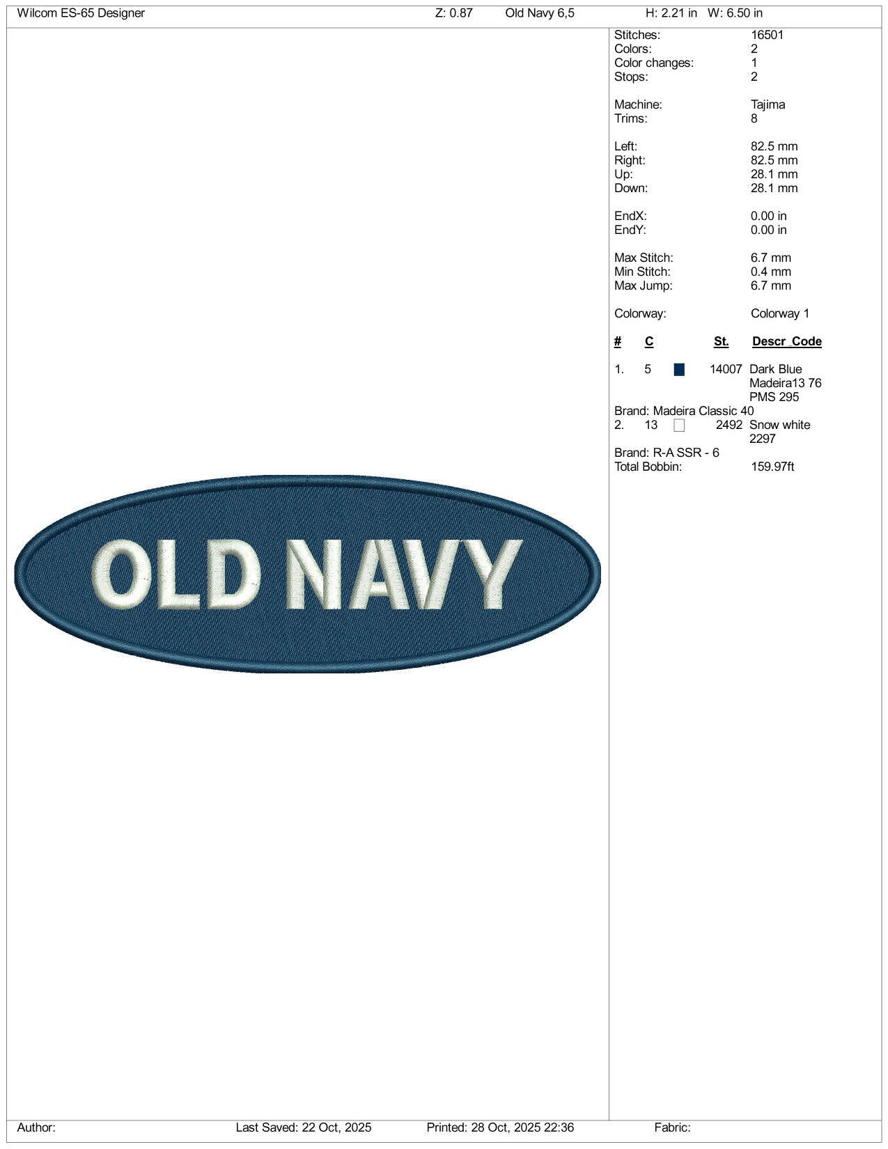 Old Navy Logo Embroidery Design Files - 4 Size's