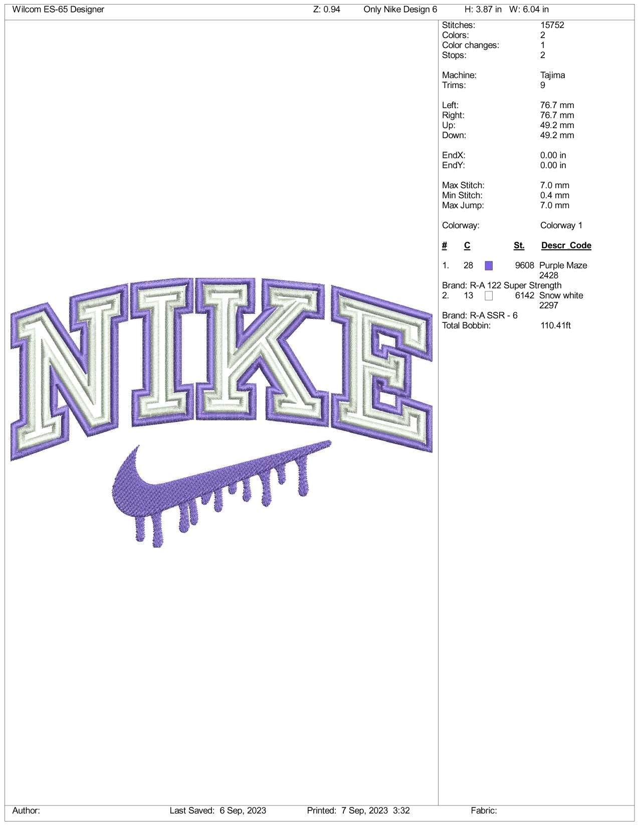 Nike v4 Embroidery Design Files - 3 Size's