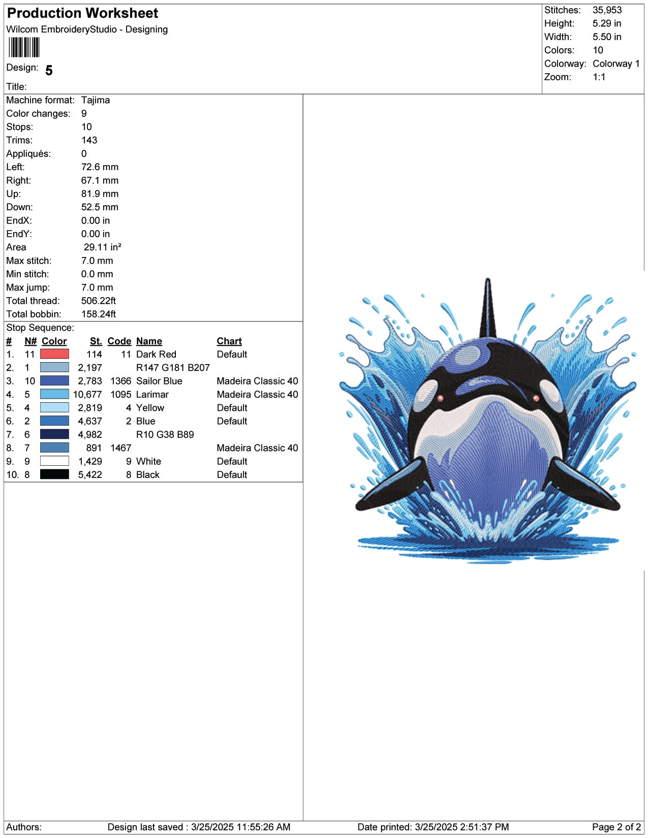 Orca Uprising Embroidery Design Files - 9 Size's