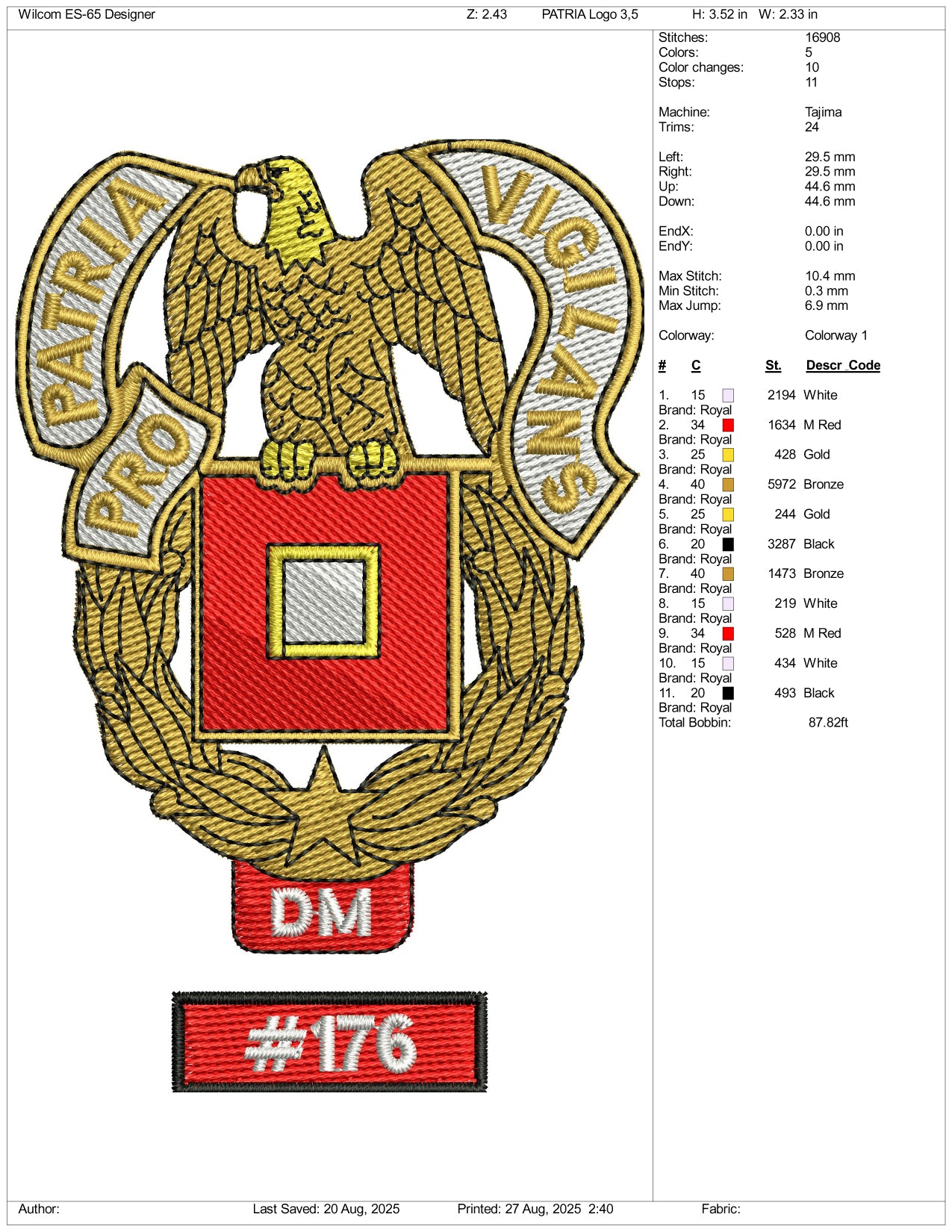 US Army Division Embroidery Design Files - 1 Size