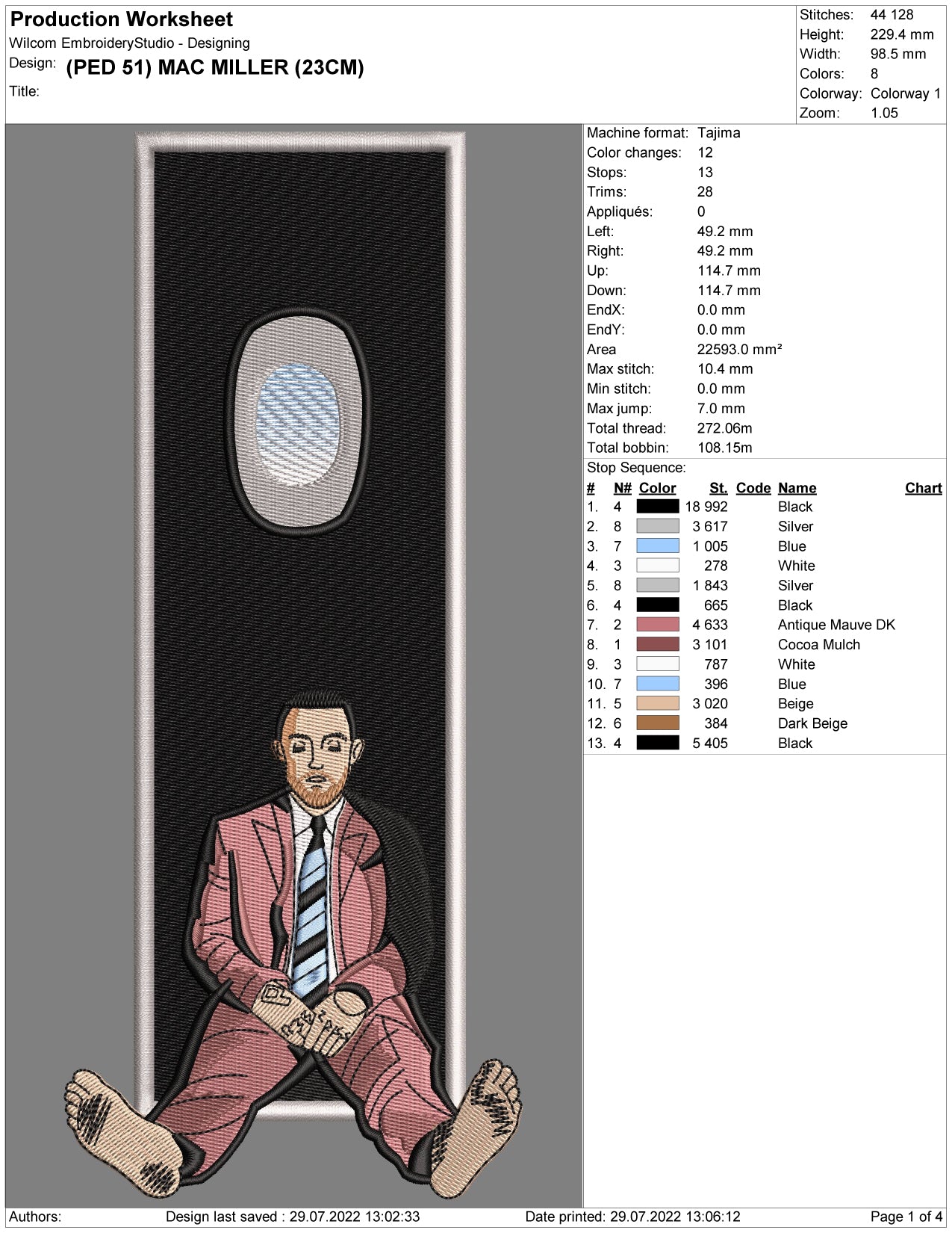Mac Miller Embroidery Design Files - 3 Size's