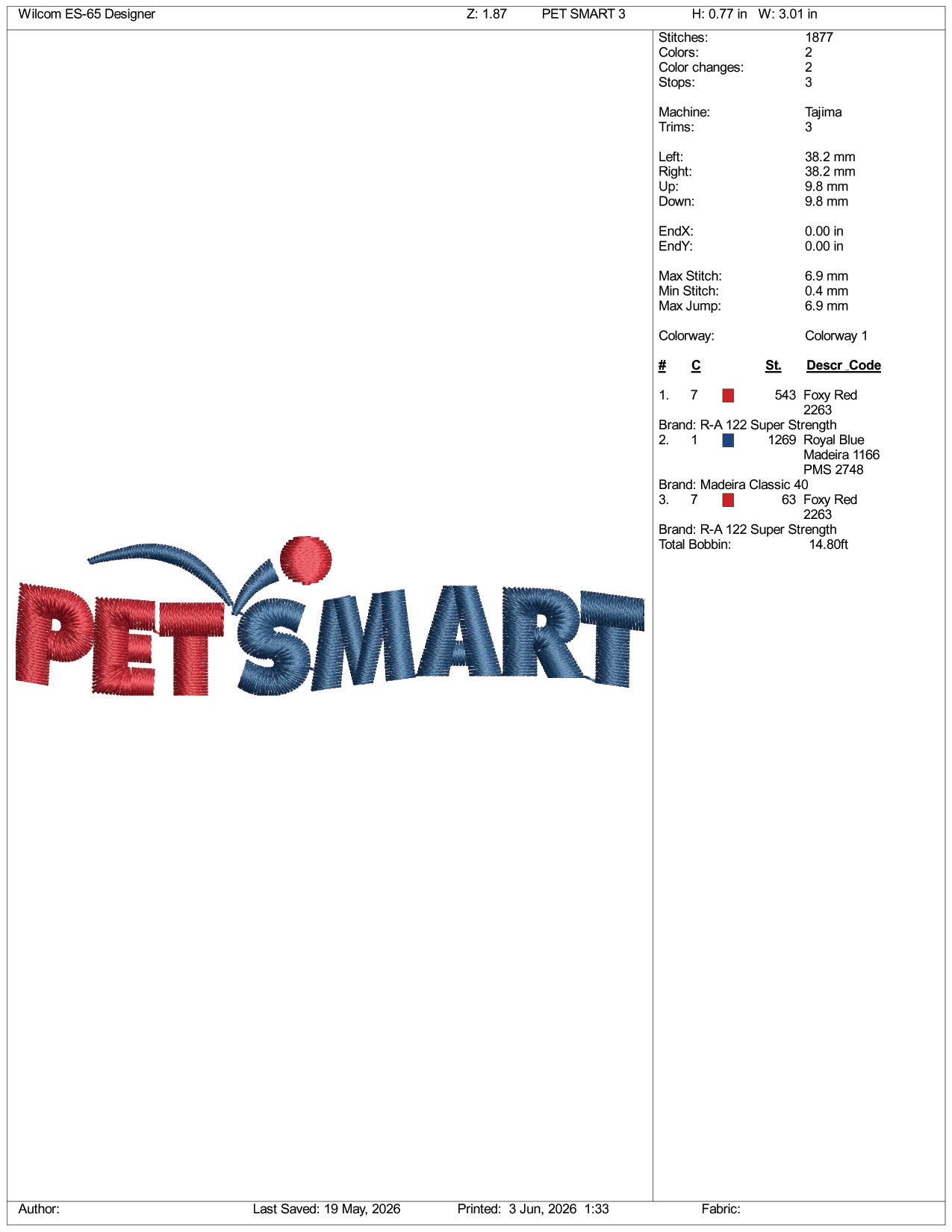 PetSmart Logo Embroidery Design Files - 3 Size's
