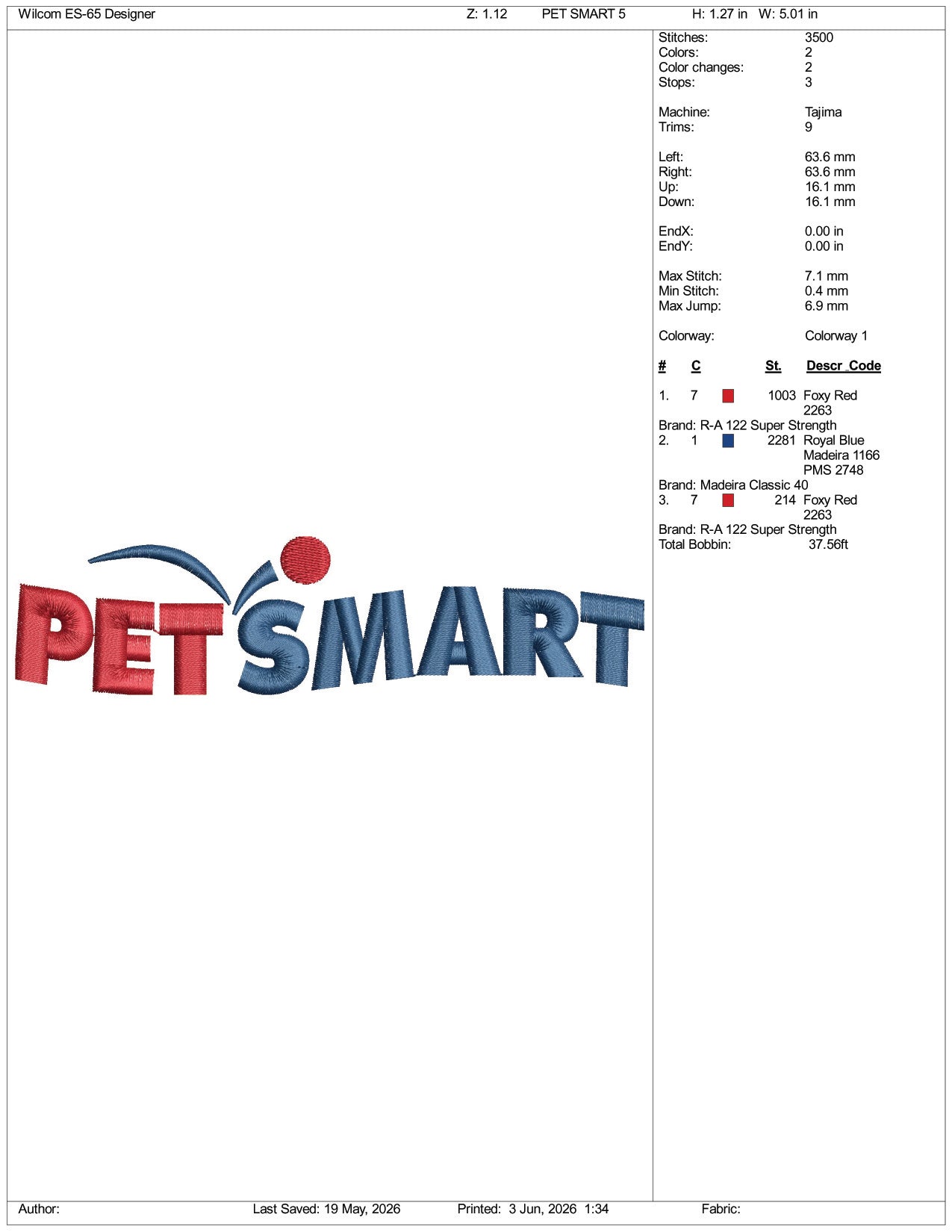 PetSmart Logo Embroidery Design Files - 3 Size's