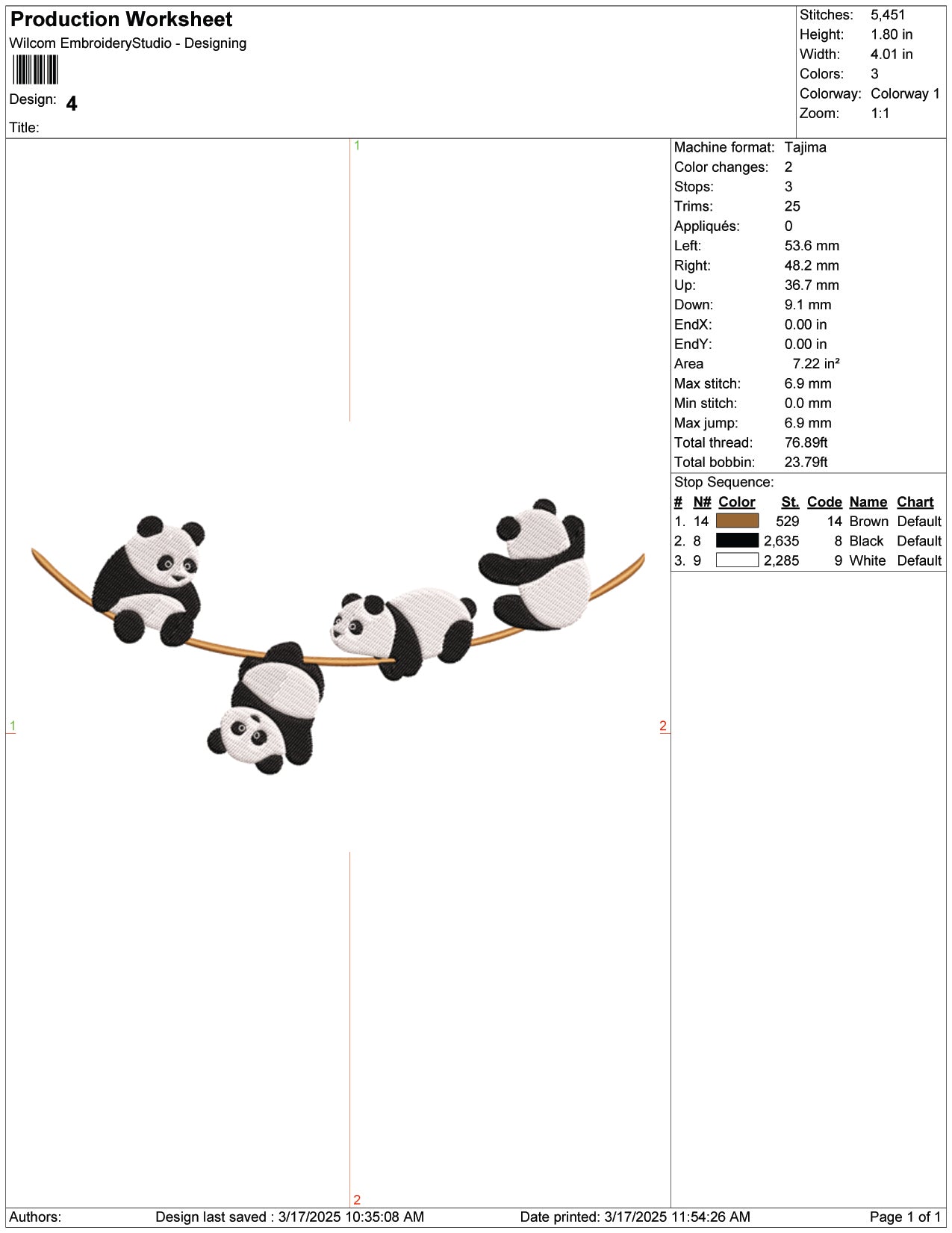 Panda Playtime Embroidery Design Files - 9 Size's