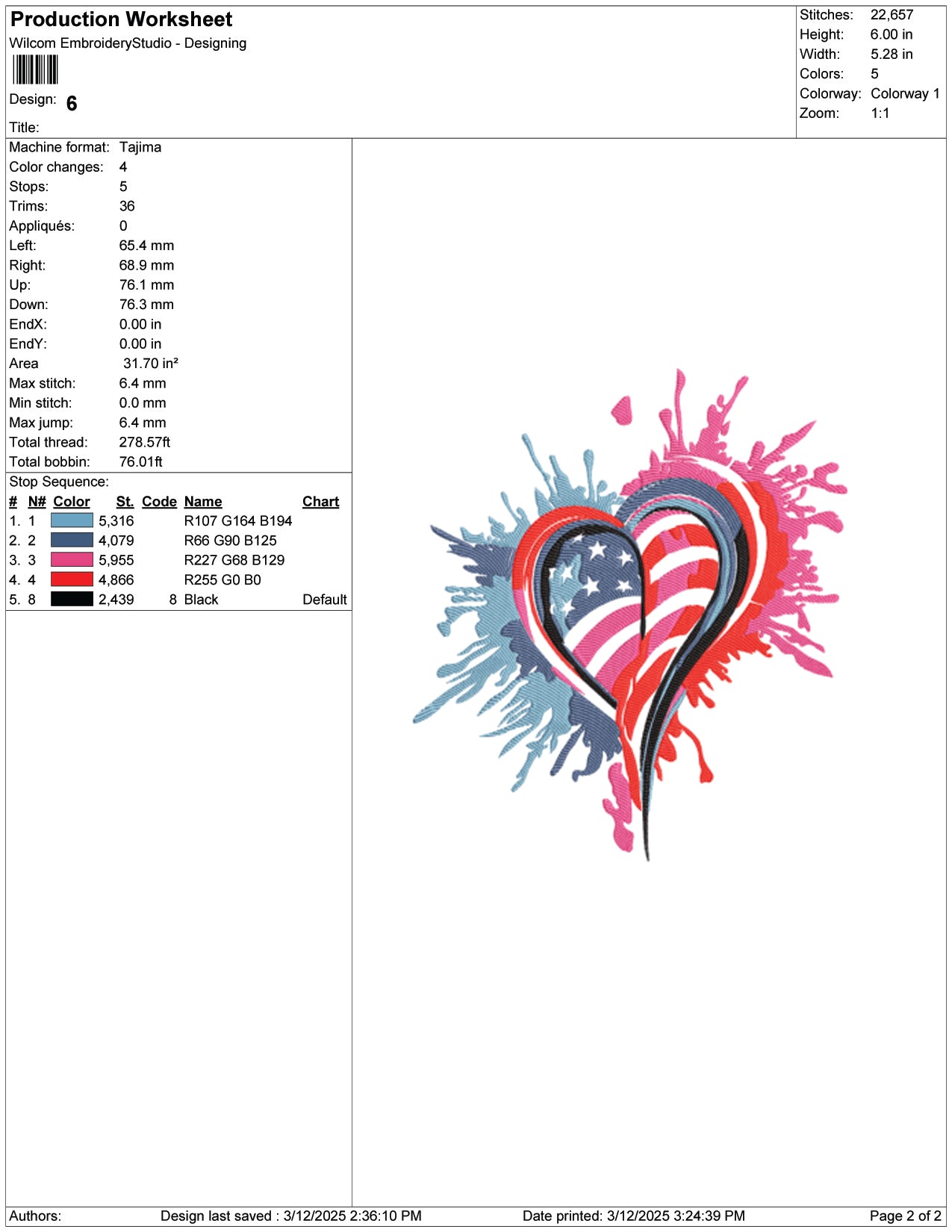 Heart Splash Embroidery Design Files - 9 Size's
