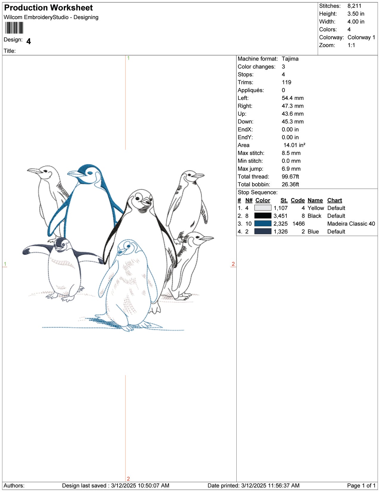Penguin Group Embroidery Design Files - 9 Size's