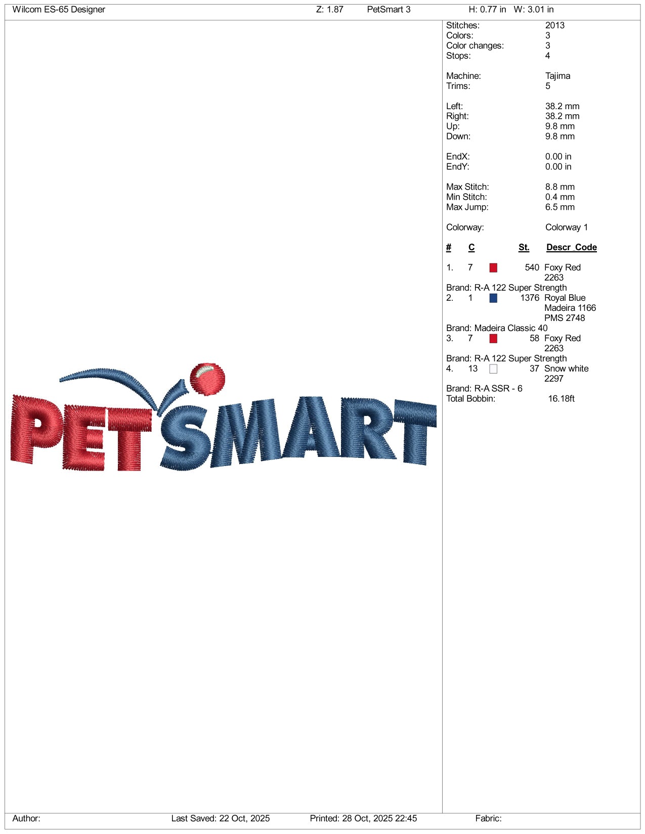 Per Smart Logo Embroidery Design Files - 3 Size's