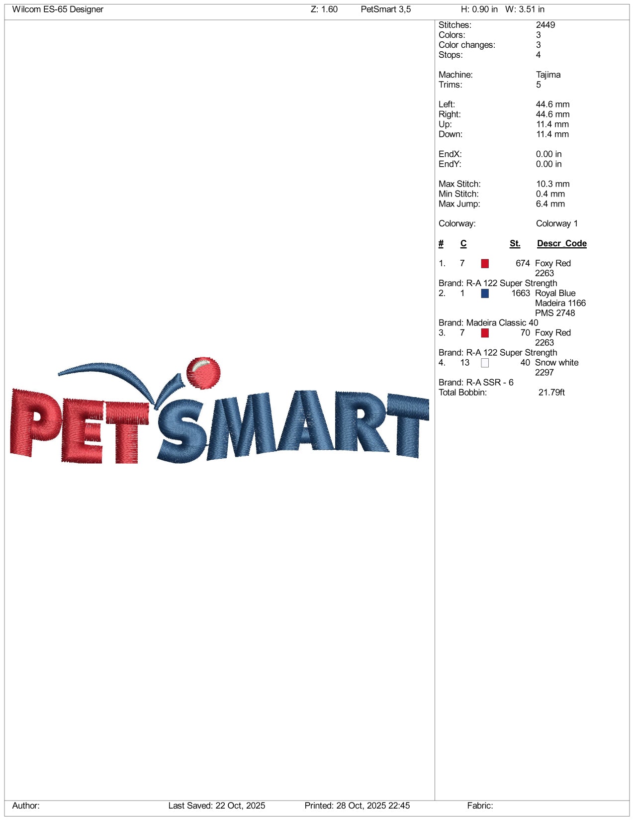 Per Smart Logo Embroidery Design Files - 3 Size's