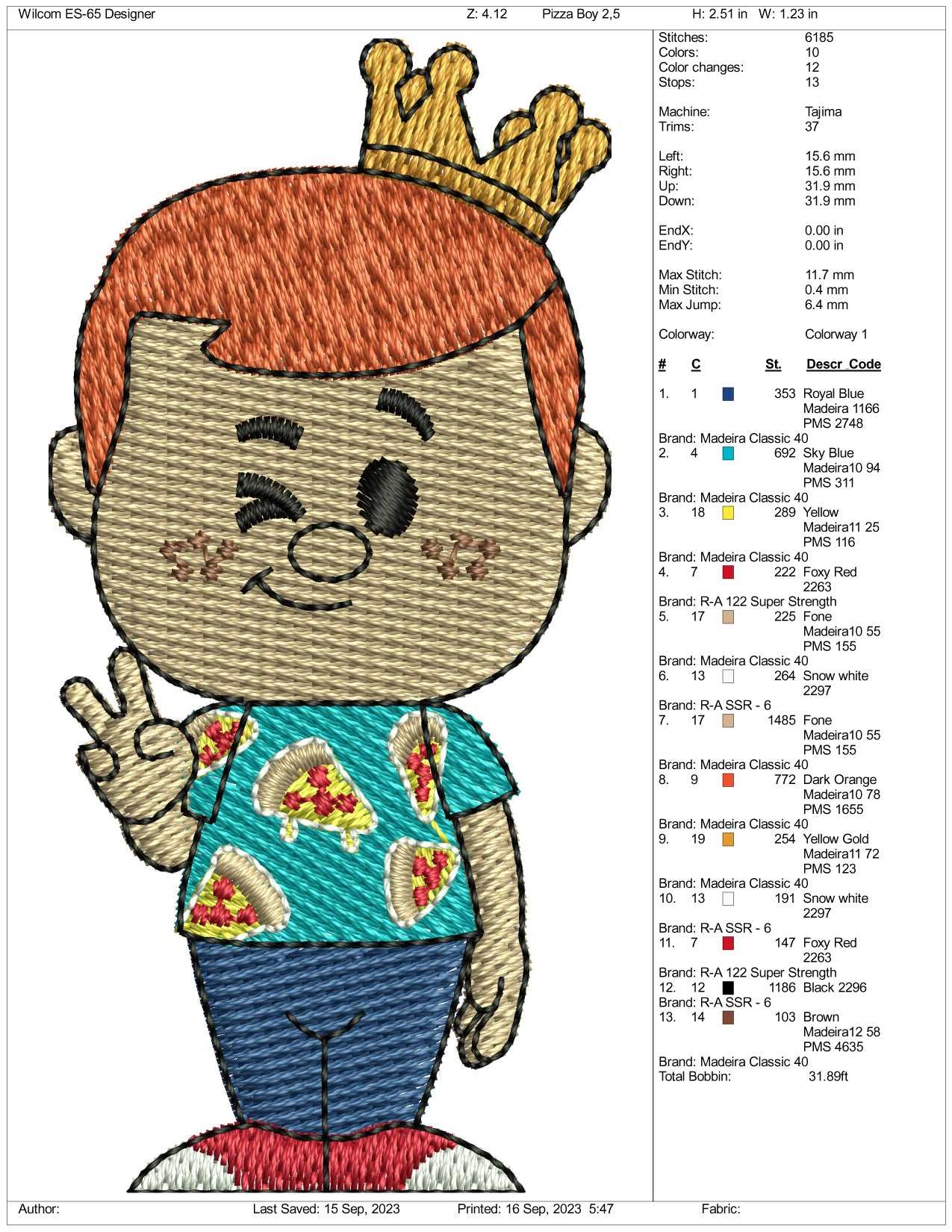 Freddy Funko v2 Embroidery Design Files - 3 Size's