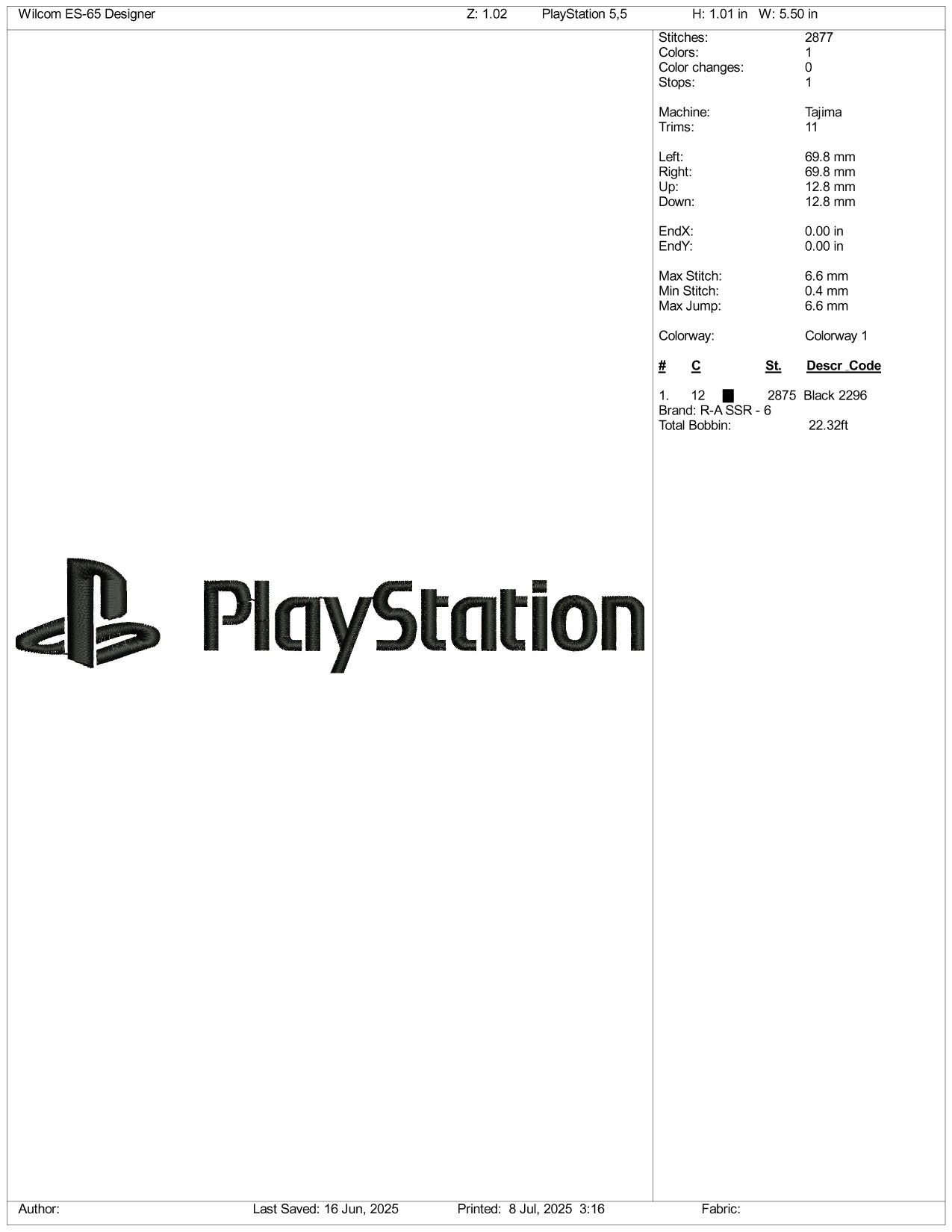 PlayStation Logo Embroidery Design Files - 3 Size's