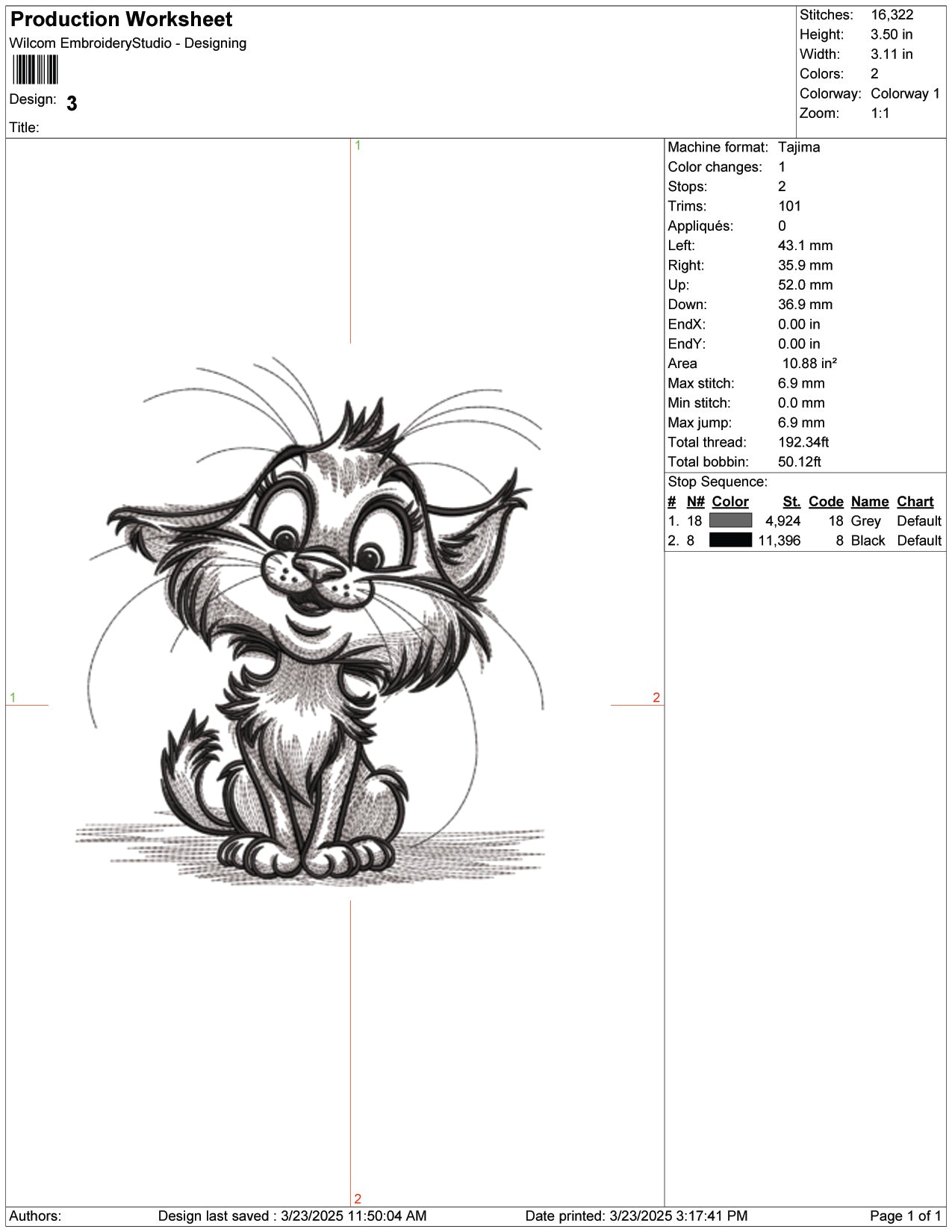 Playful Cat Embroidery Design Files - 9 Size's