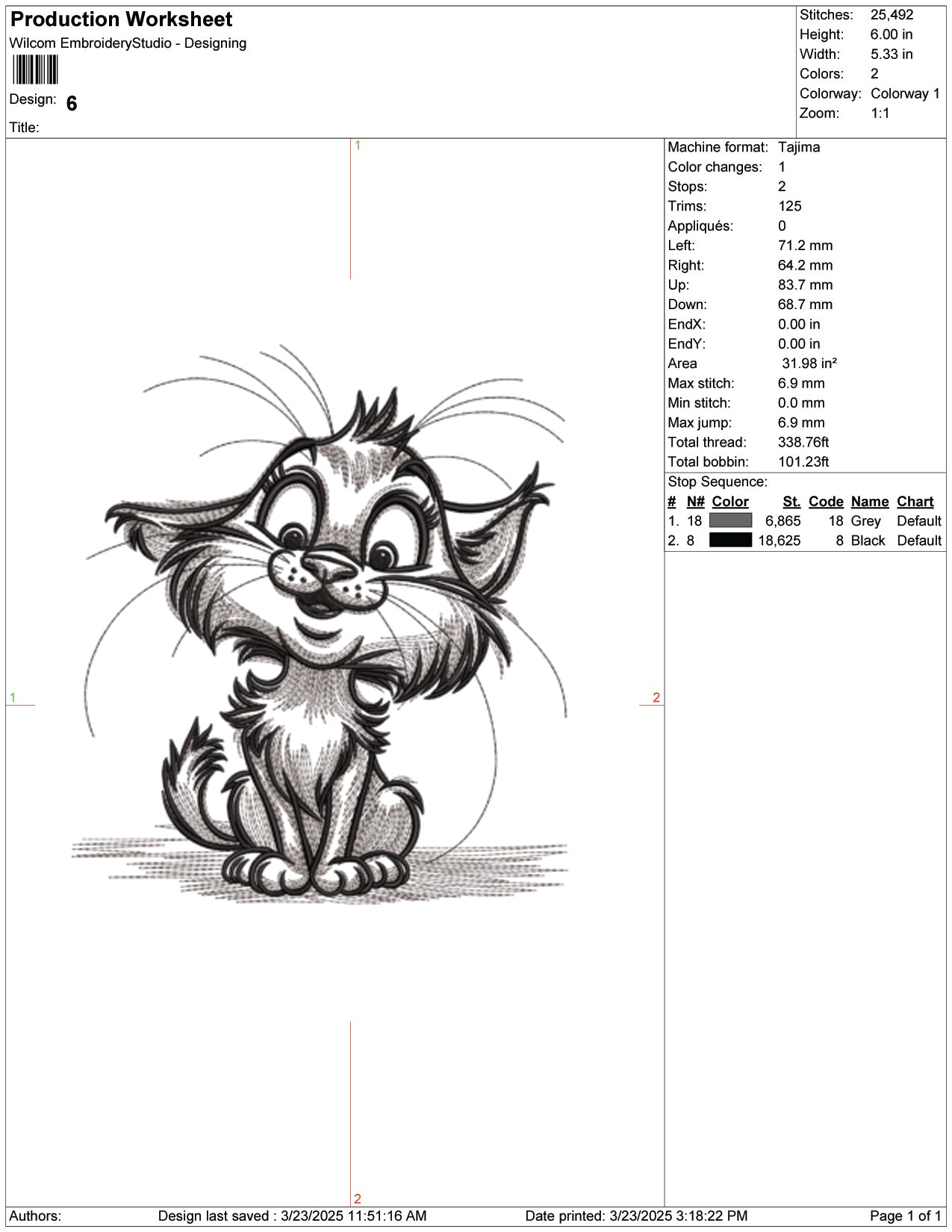 Playful Cat Embroidery Design Files - 9 Size's