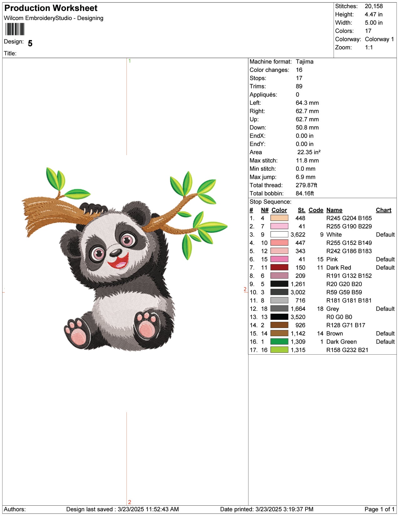 Playful Panda Embroidery Design Files - 9 Size's