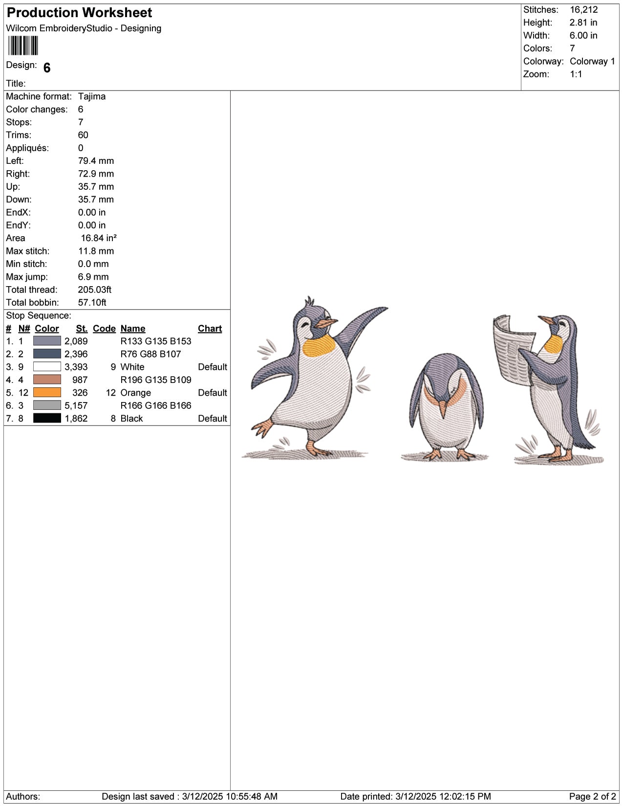 Playful Penguins Embroidery Design Files - 9 Size's