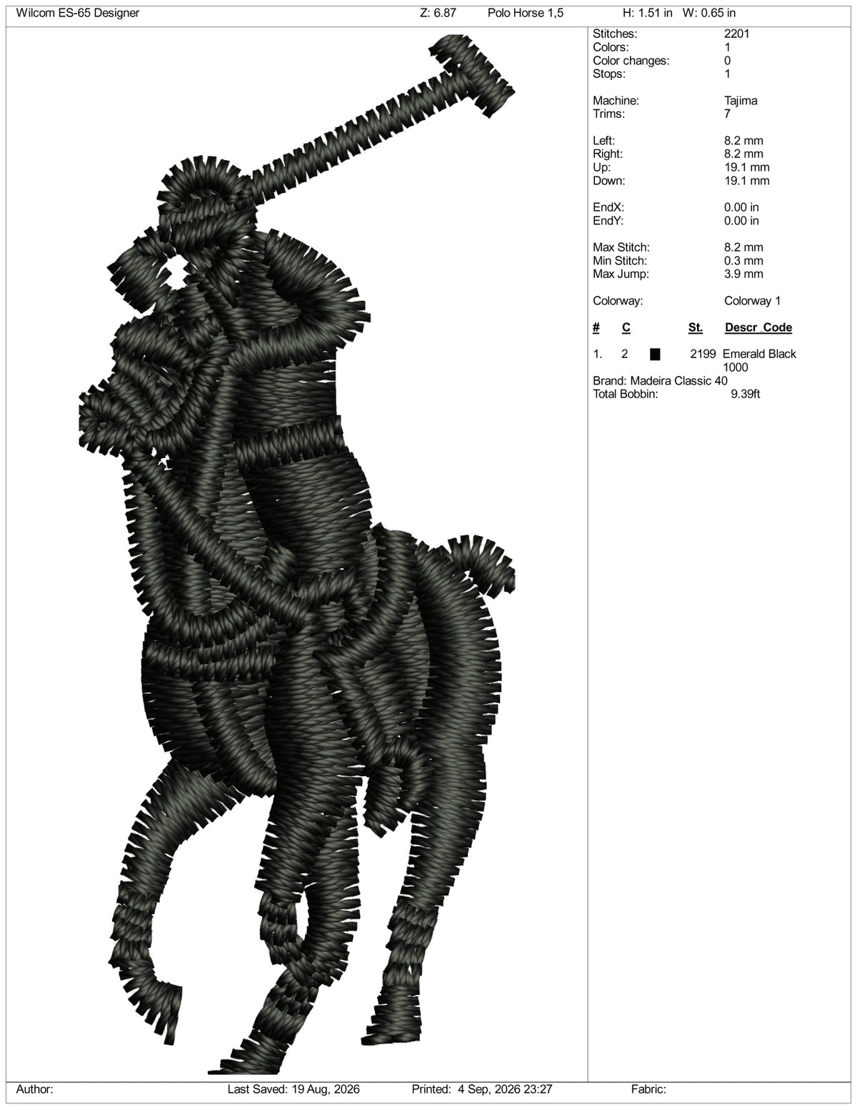 Polo Horse Logo Embroidery Design Files - 3 Size's