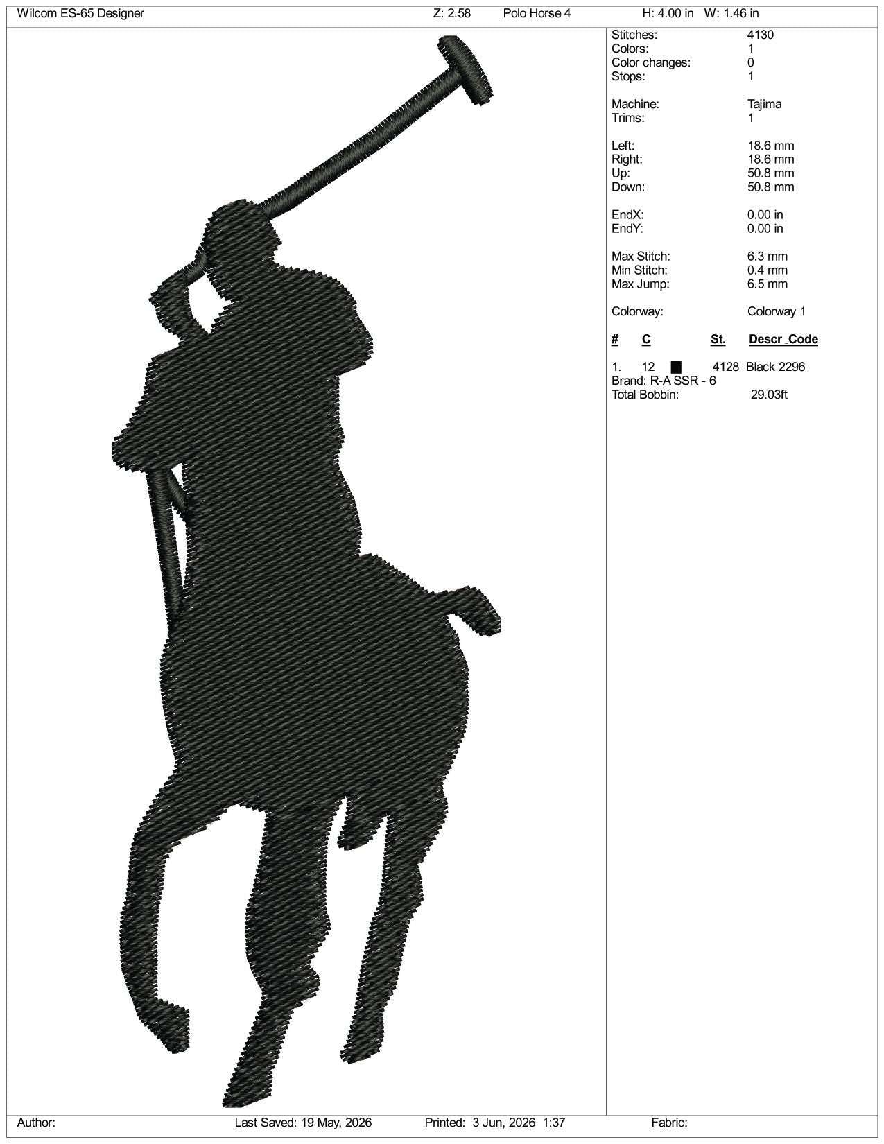 Polo Horse Logo Embroidery Design Files - 3 Size's
