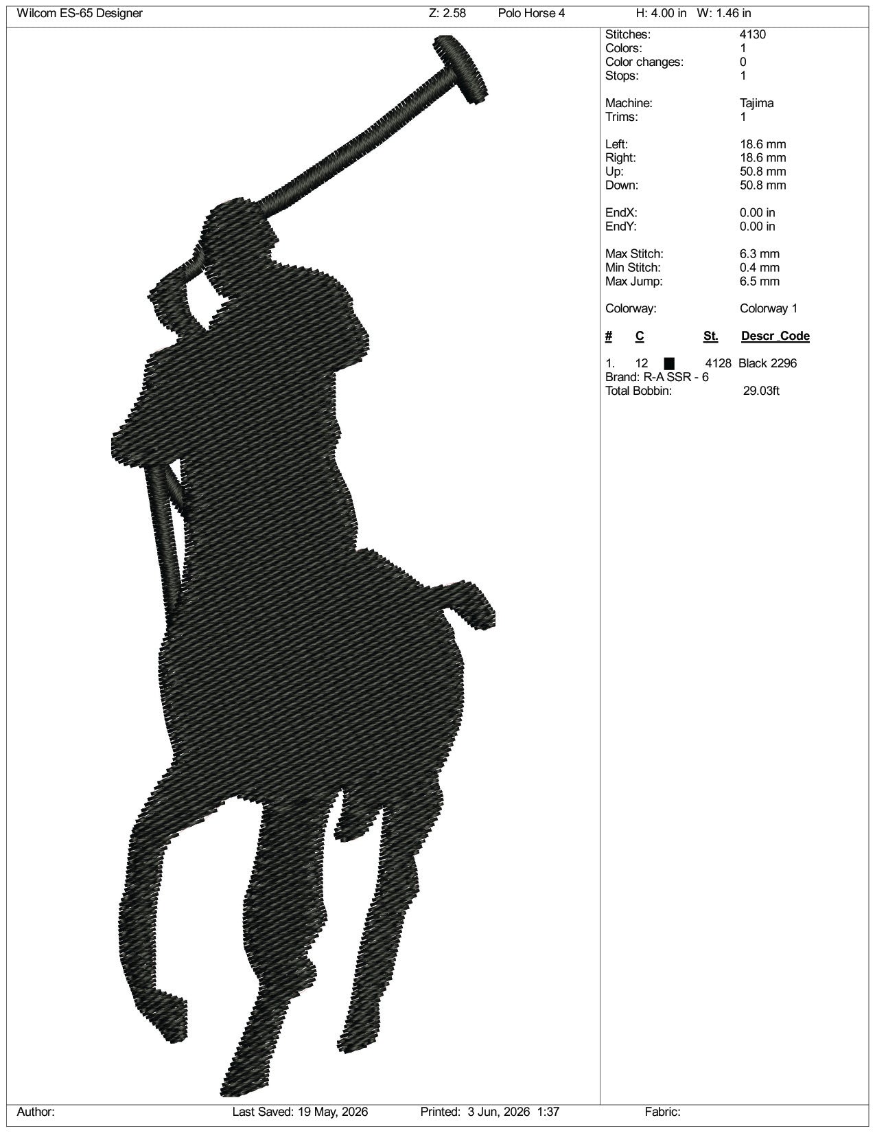 Polo Horse Logo Embroidery Design Files - 3 Size's
