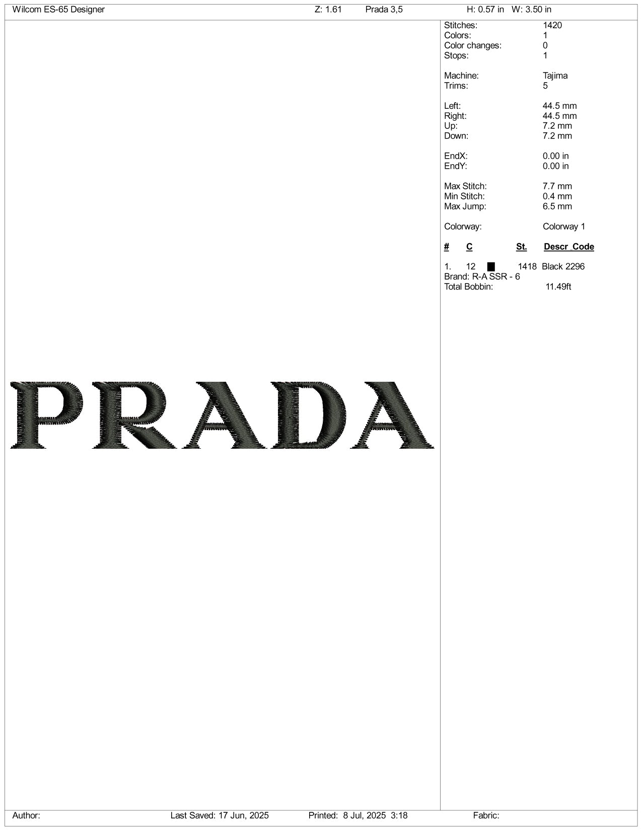 Prada Logo Embroidery Design Files - 3 Size's