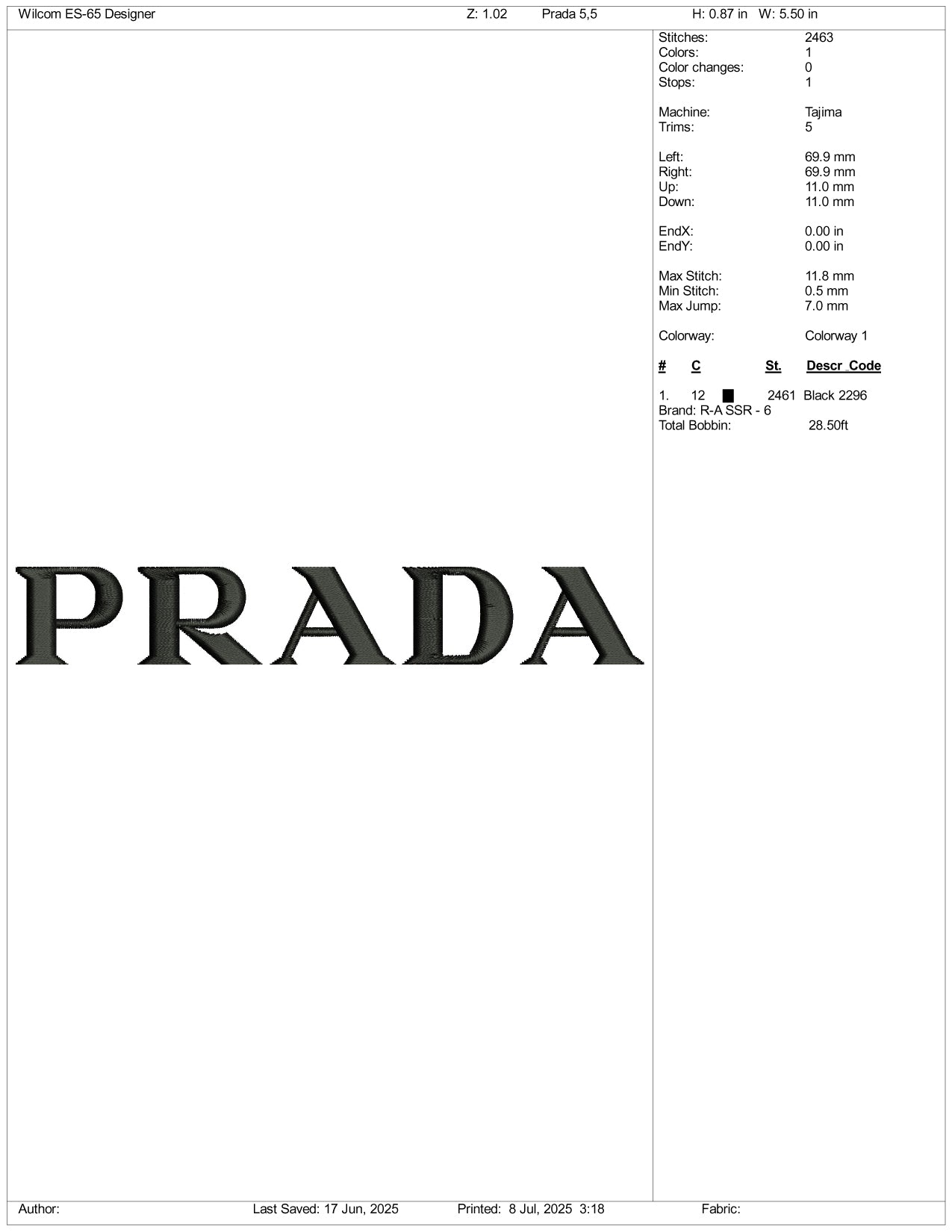 Prada Logo Embroidery Design Files - 3 Size's