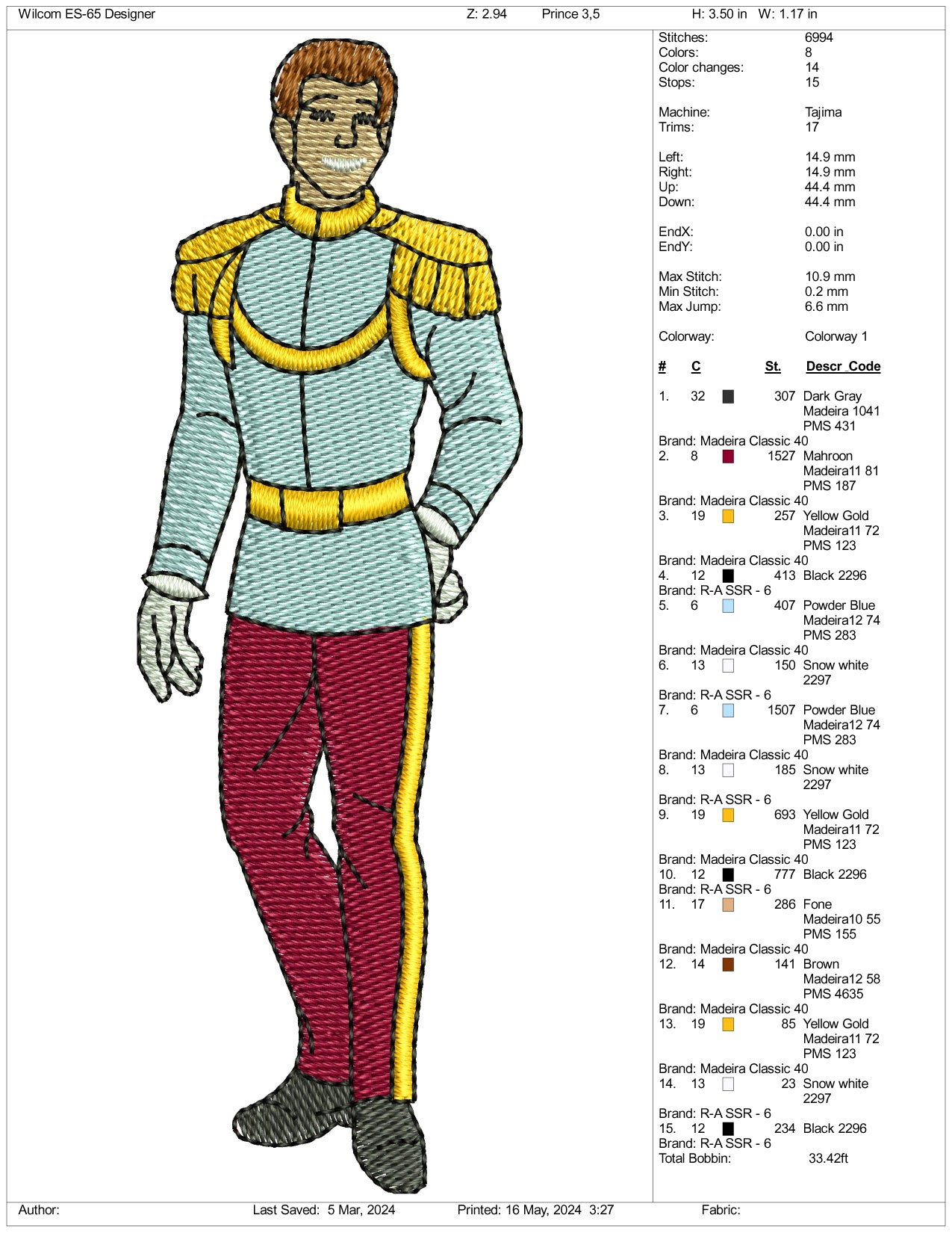 Prince Charming Embroidery Design Files - 3 Sizes