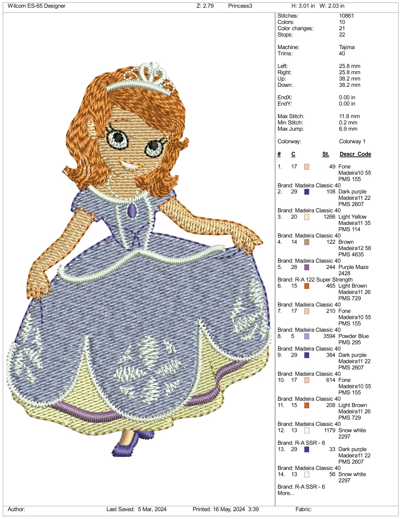 Sofia Embroidery Design Files - 3 Sizes