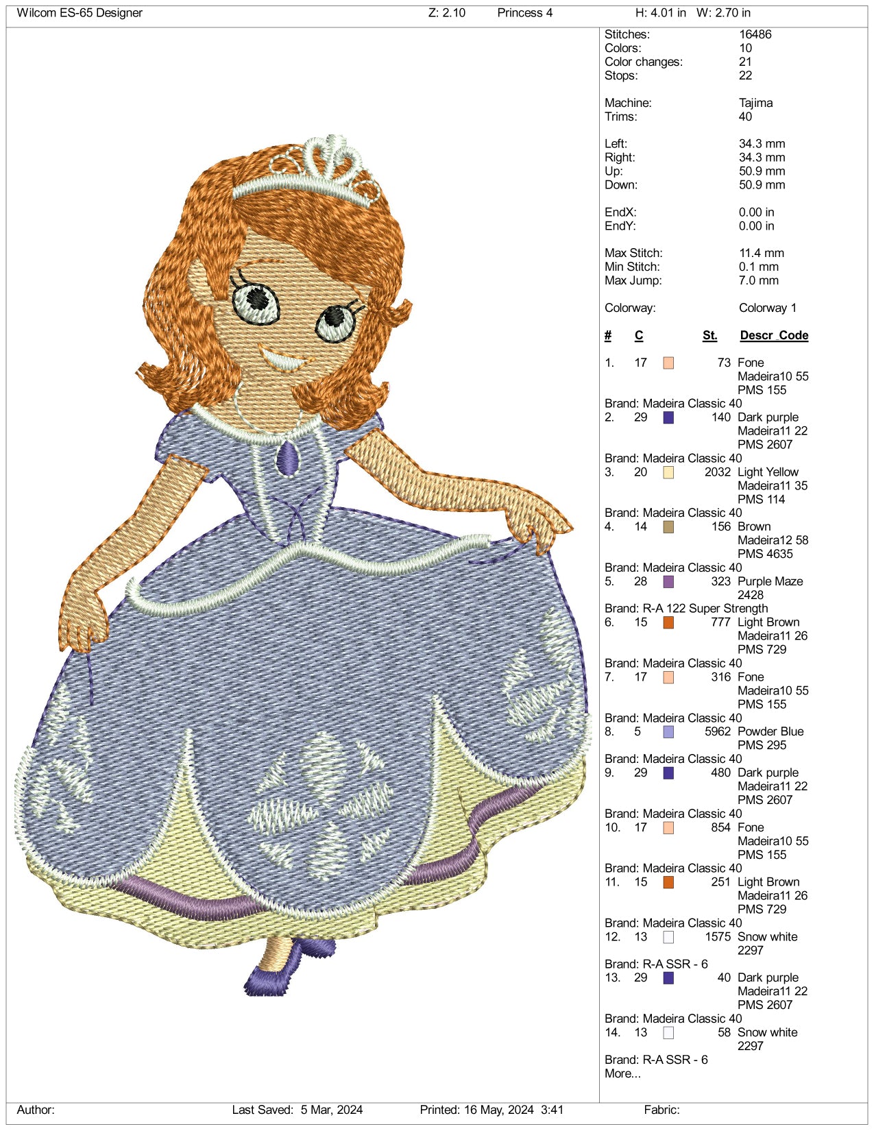 Sofia Embroidery Design Files - 3 Sizes